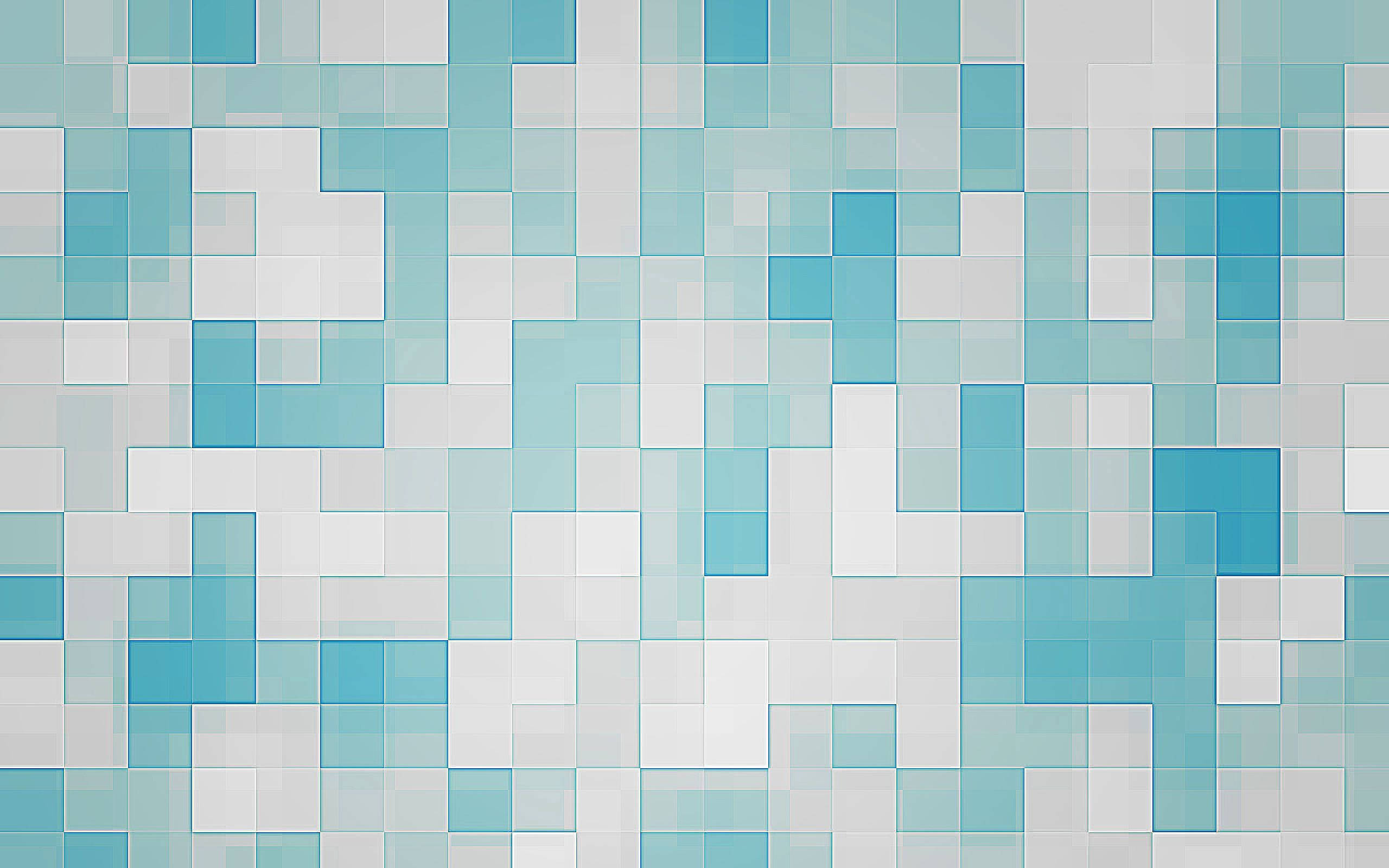 Pixel Blue and White Pattern, soft blue, white squares, 2K Desktop Wallpaper