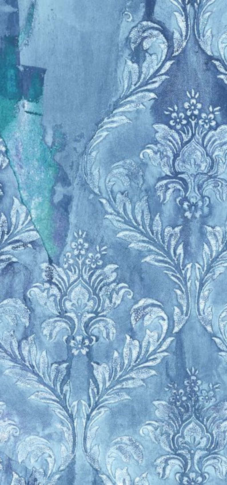 elegant blue damask pattern, soft blue, teal watercolor washes, HD Phone Wallpaper
