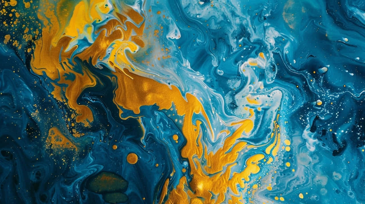 blue, yellow, abstract, HD Desktop Wallpaper