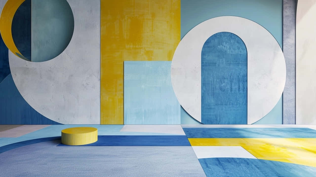 abstract blue yellow interior design, blue, yellow, HD Desktop Wallpaper