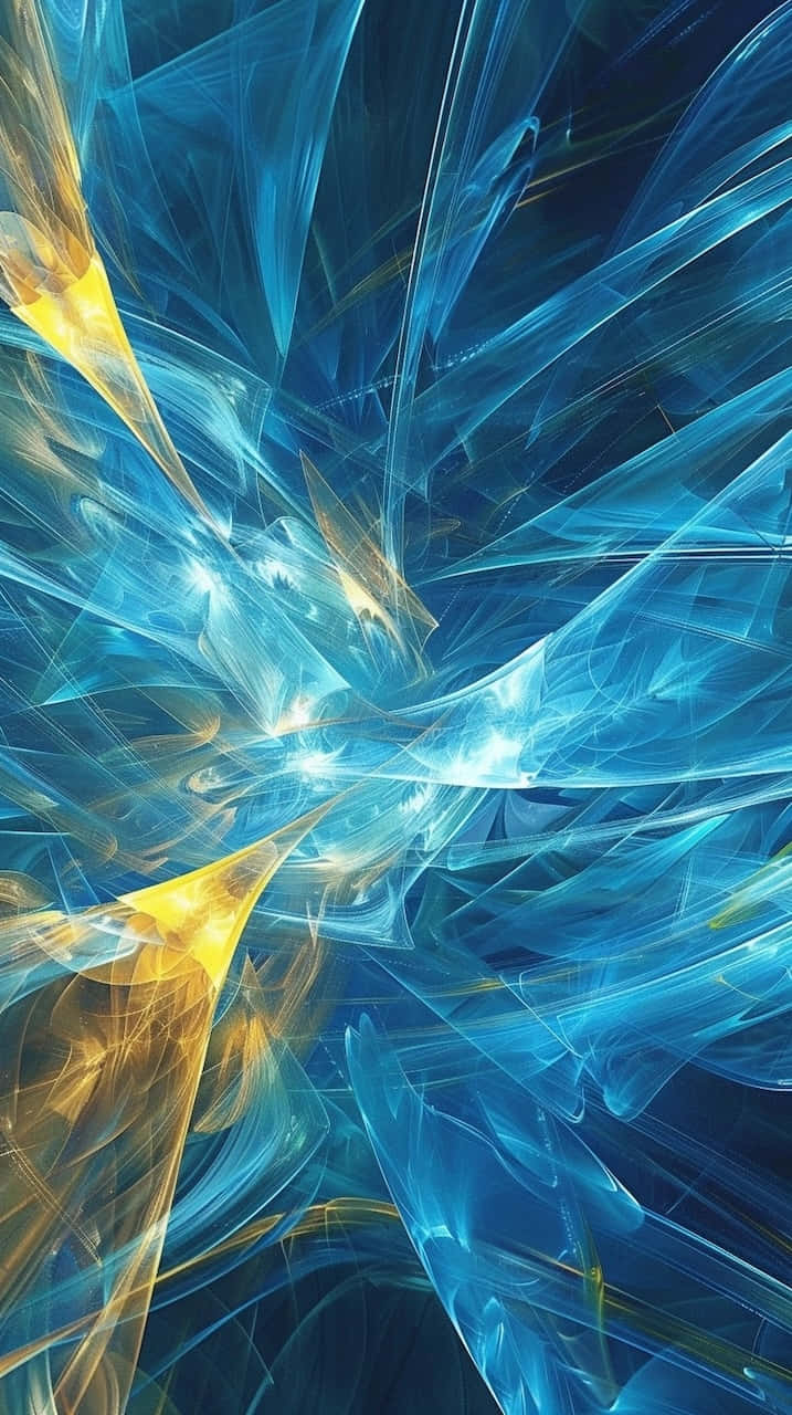 blue, yellow, fractal energy streams, HD Phone Wallpaper