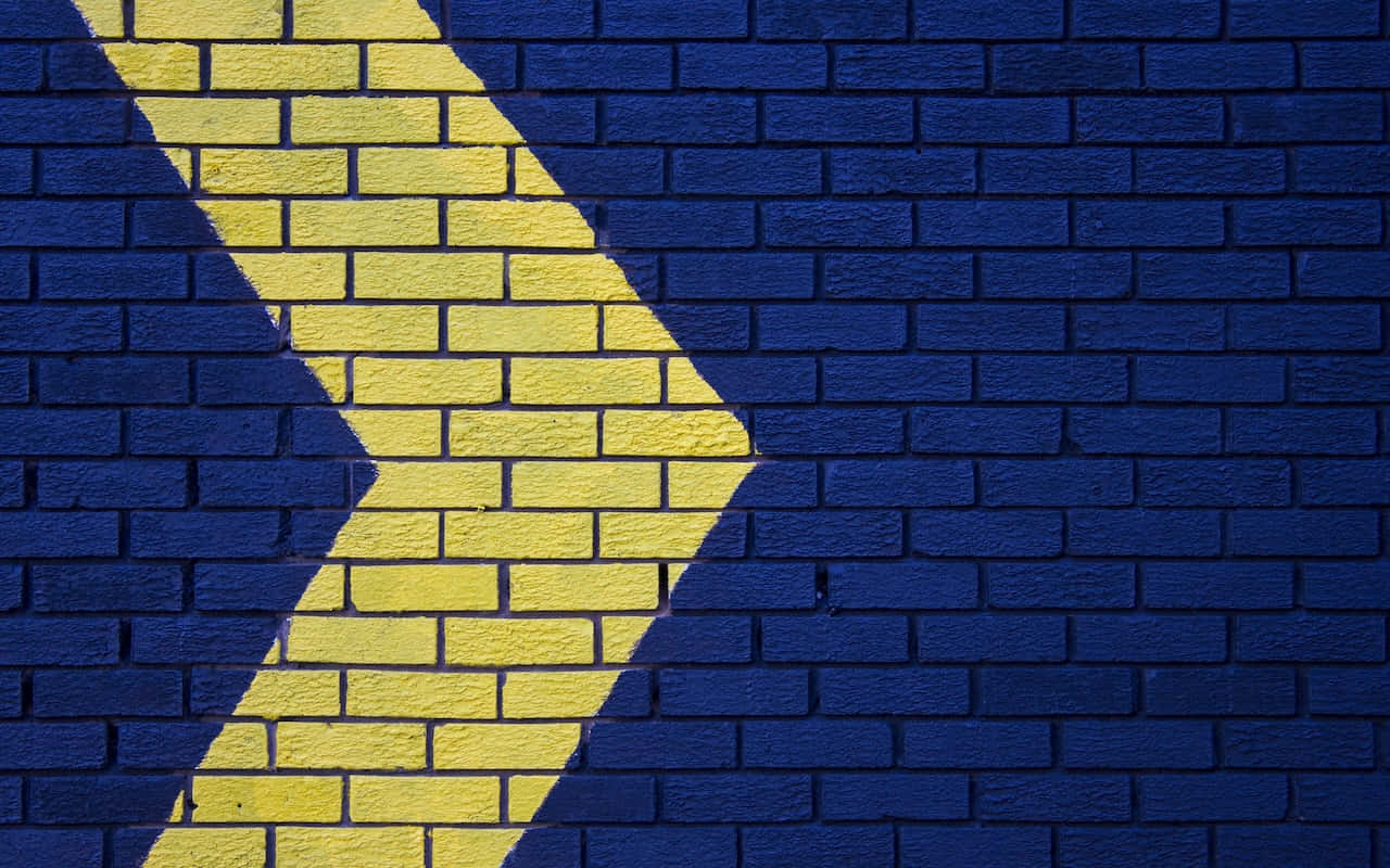 blue wall, yellow diagonal stripe, textured blue brick wall, HD Desktop Wallpaper