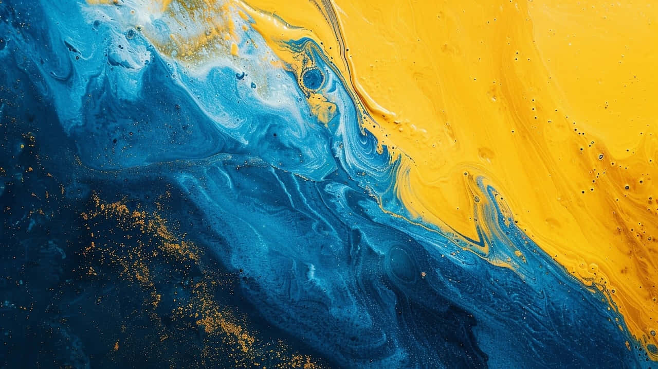 blue, yellow, abstract art, HD Desktop Wallpaper
