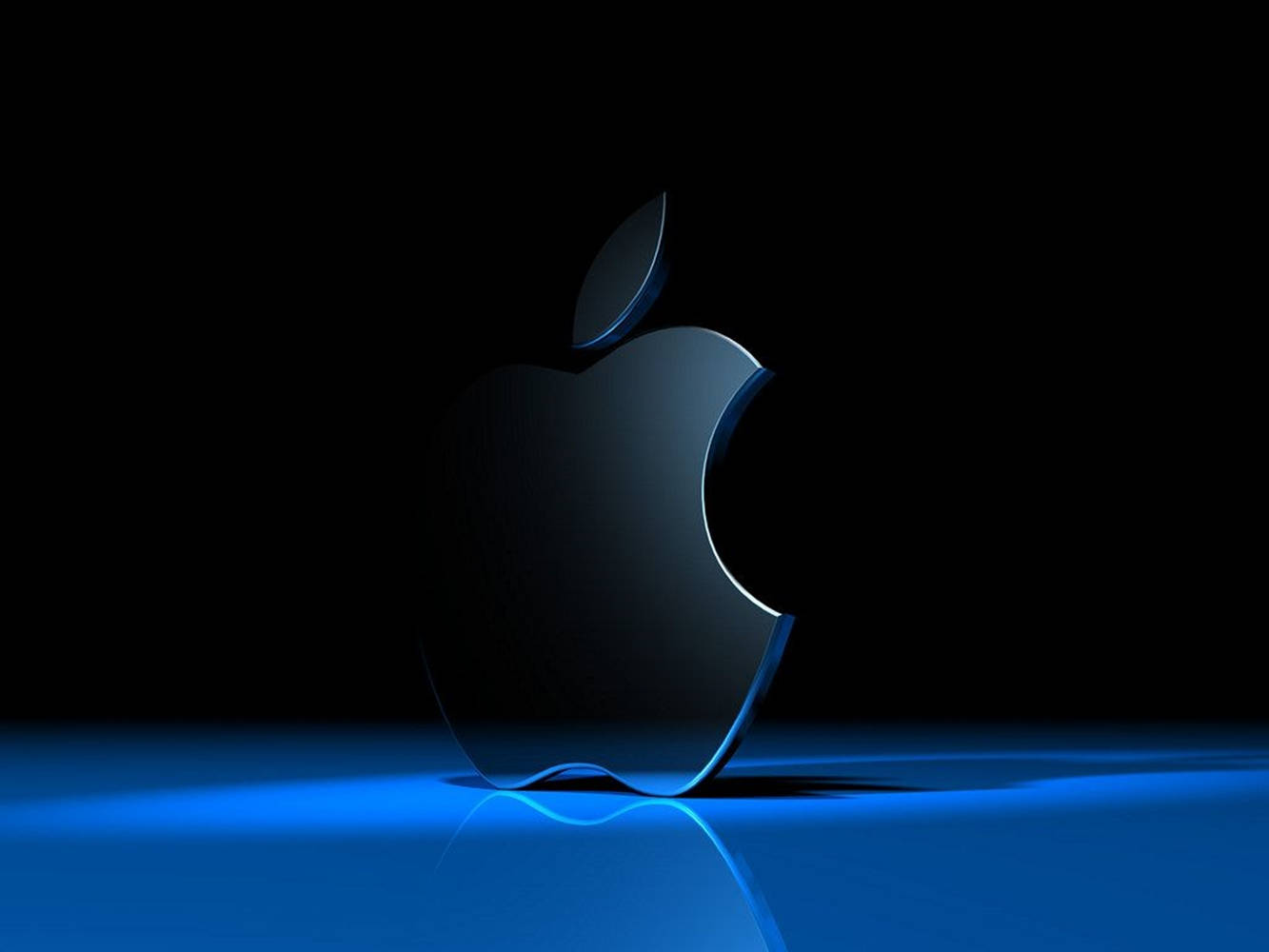 Apple Blue Logo, black, 3D, HD Desktop Wallpaper