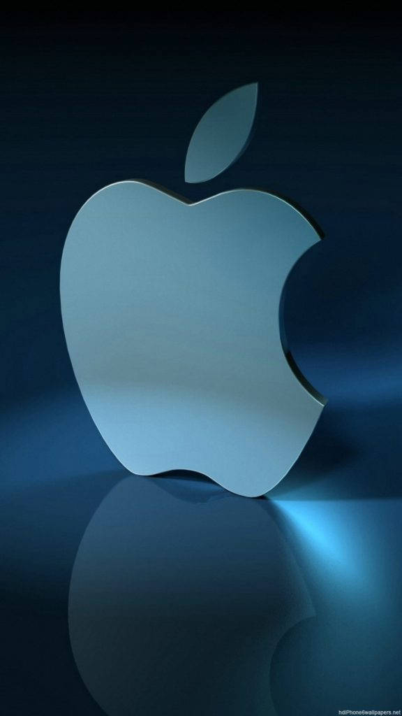 Apple logo, silver, dark blue gradient, SD Phone Wallpaper