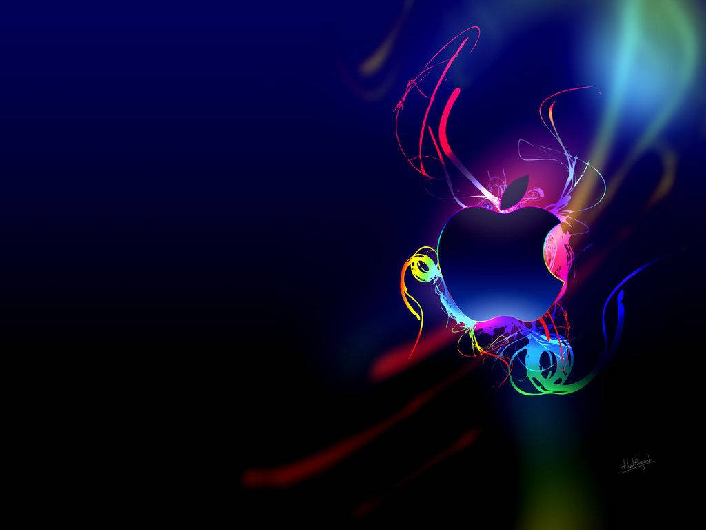 Apple Logo, colorful abstract form, glowing apple logo, SD Desktop Wallpaper