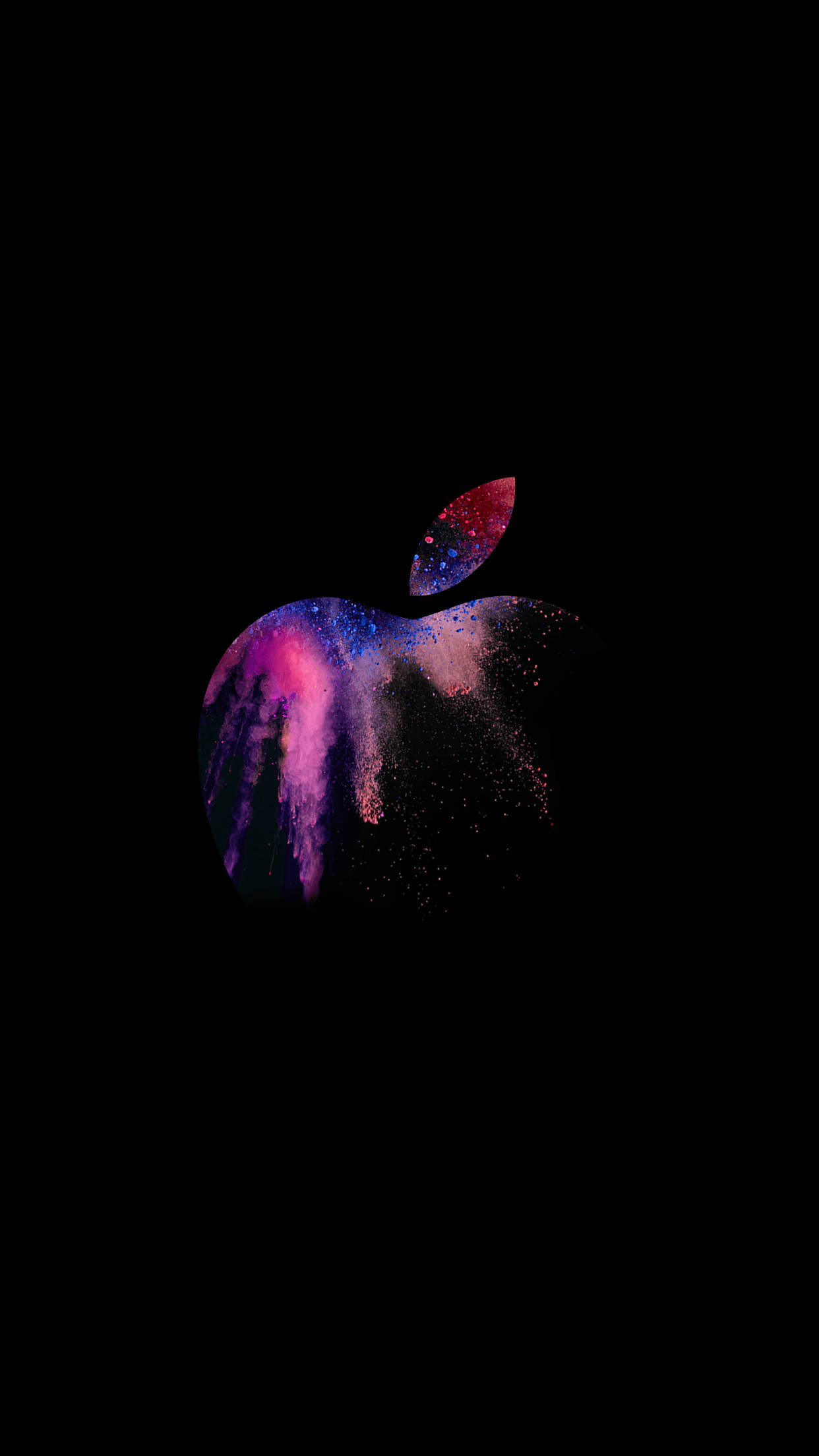 Pink Blue Apple Logo, cosmic apple logo, vibrant purple pink and blue nebula dust, Full HD Phone Wallpaper
