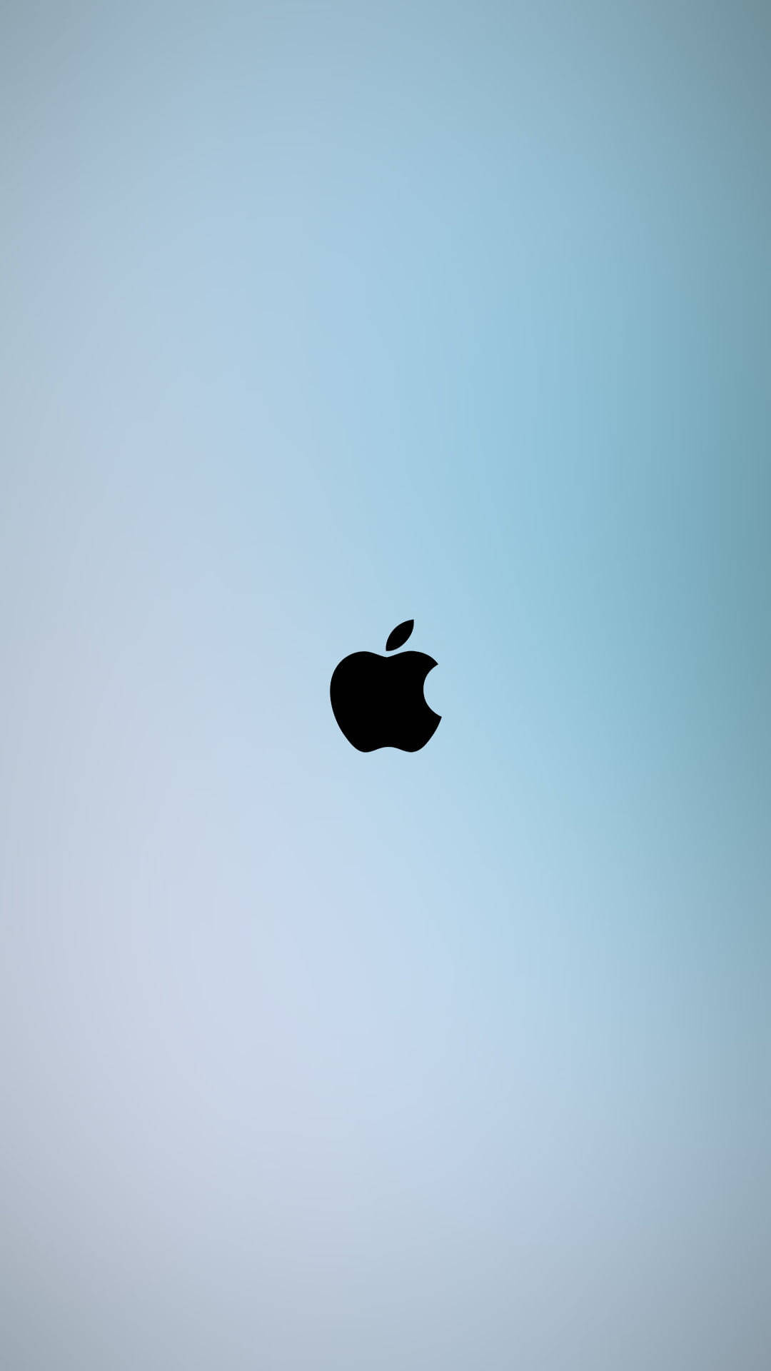 Apple logo, black, soft gradient blue background, Full HD Phone Wallpaper