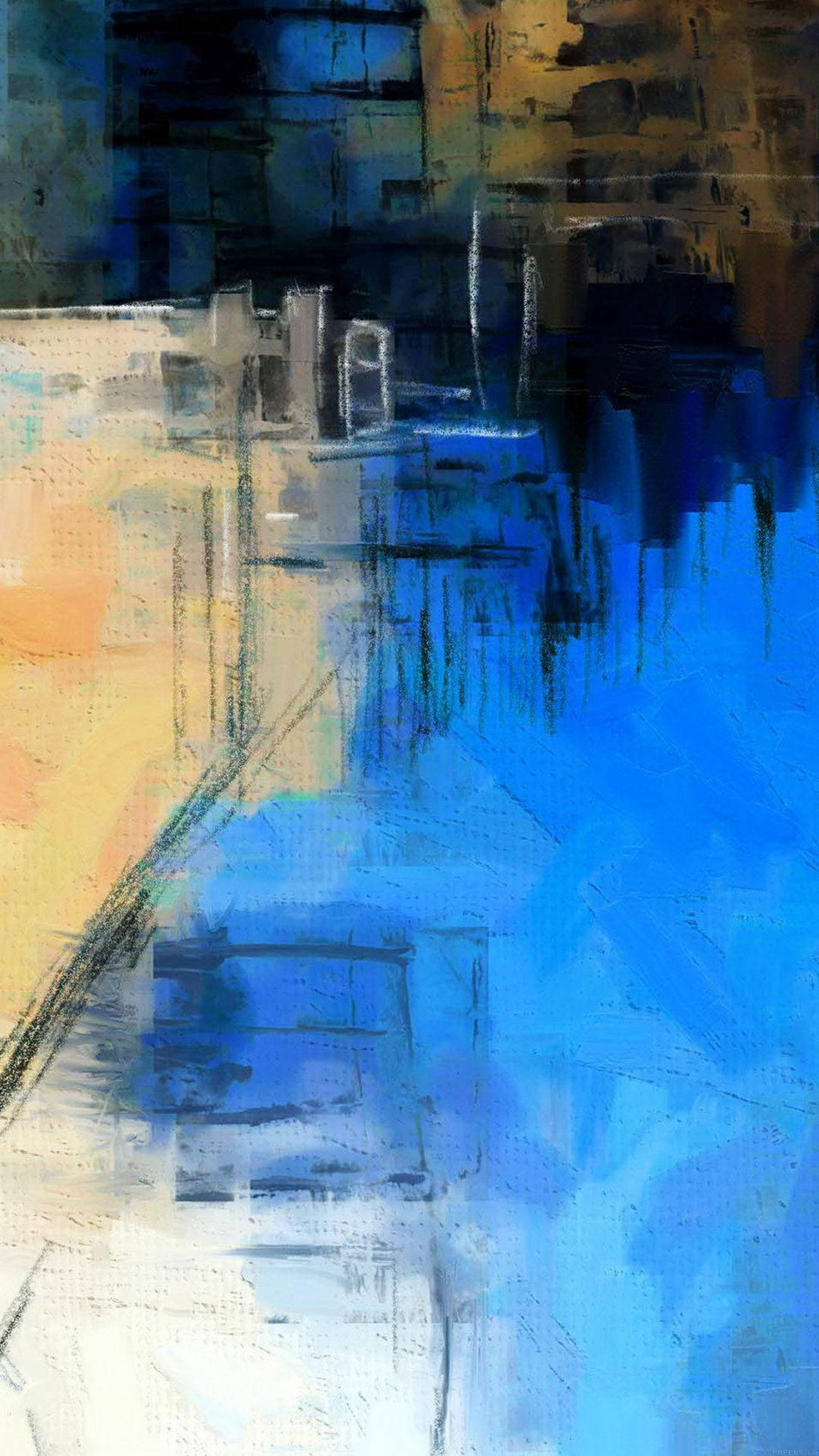 blue and white building, abstract expressionist painting, blue ochre, Full HD Phone Wallpaper