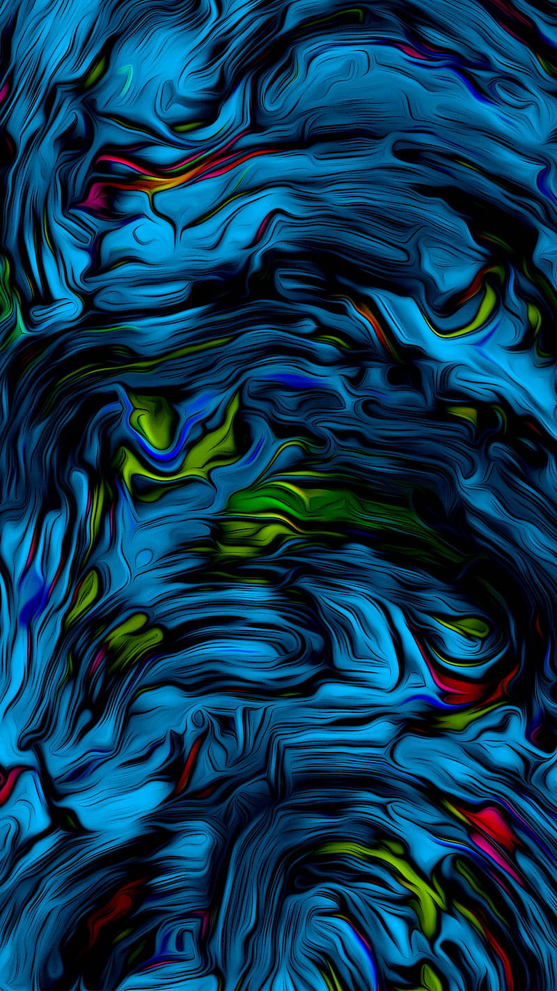 blue art, neon greens, deep blues, HD Phone Wallpaper