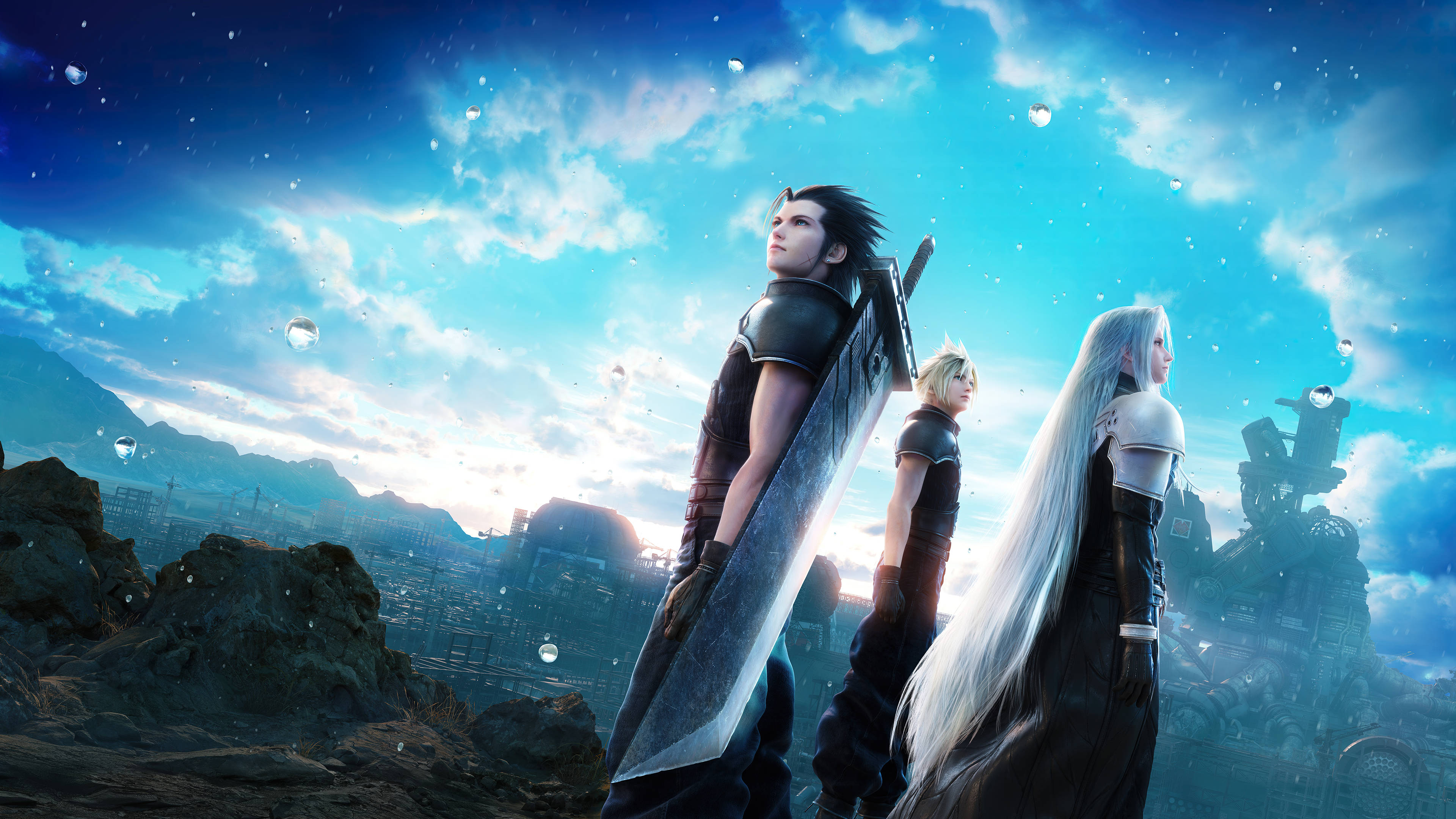 Blue Art, anime characters, rocky cliff, 4K Desktop Wallpaper