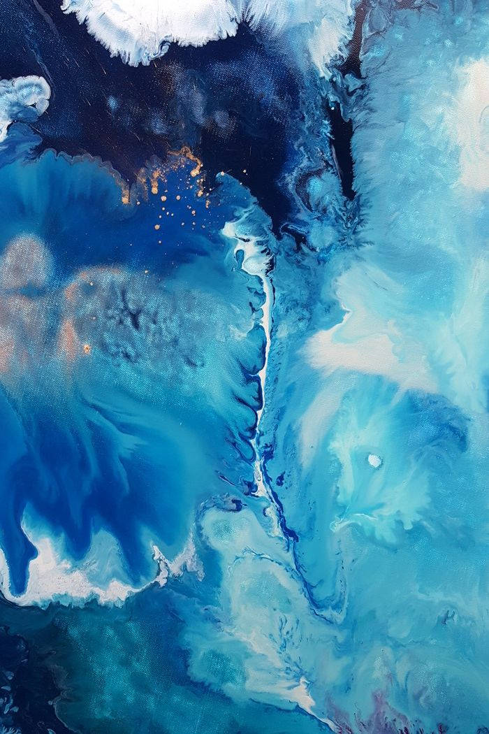 Blue Art, swirling blues, whites, SD Phone Wallpaper