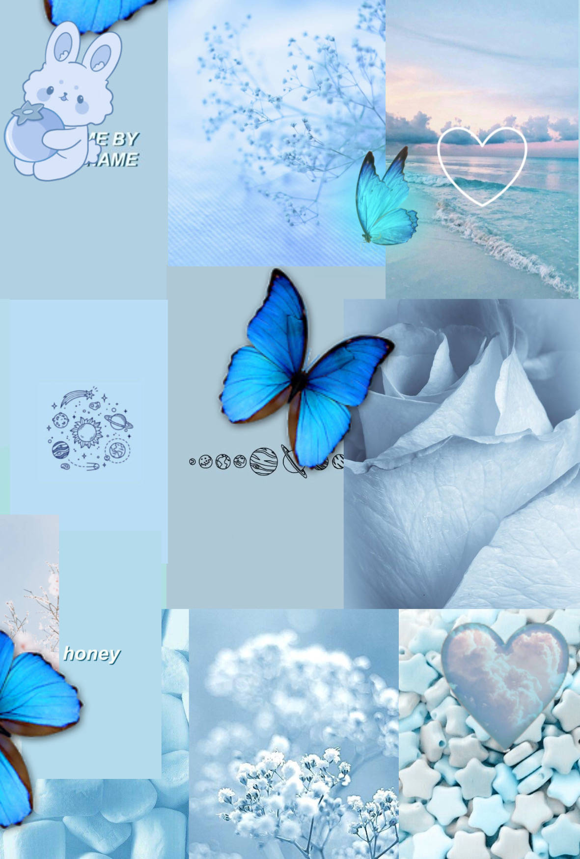 Blue Art, butterfly, flowers, HD Phone Wallpaper