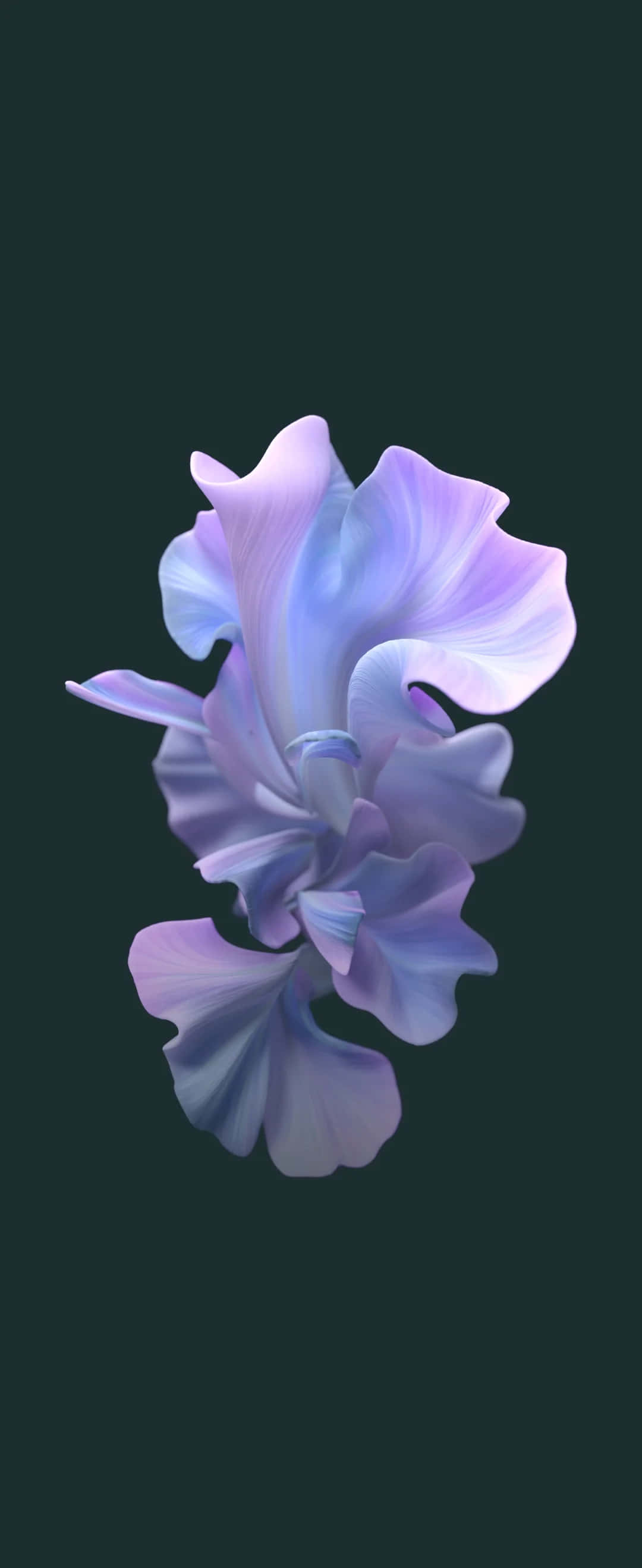 abstract blue flower artwork, iridescent lavender and blue petals, deep teal background, 2K Phone Wallpaper
