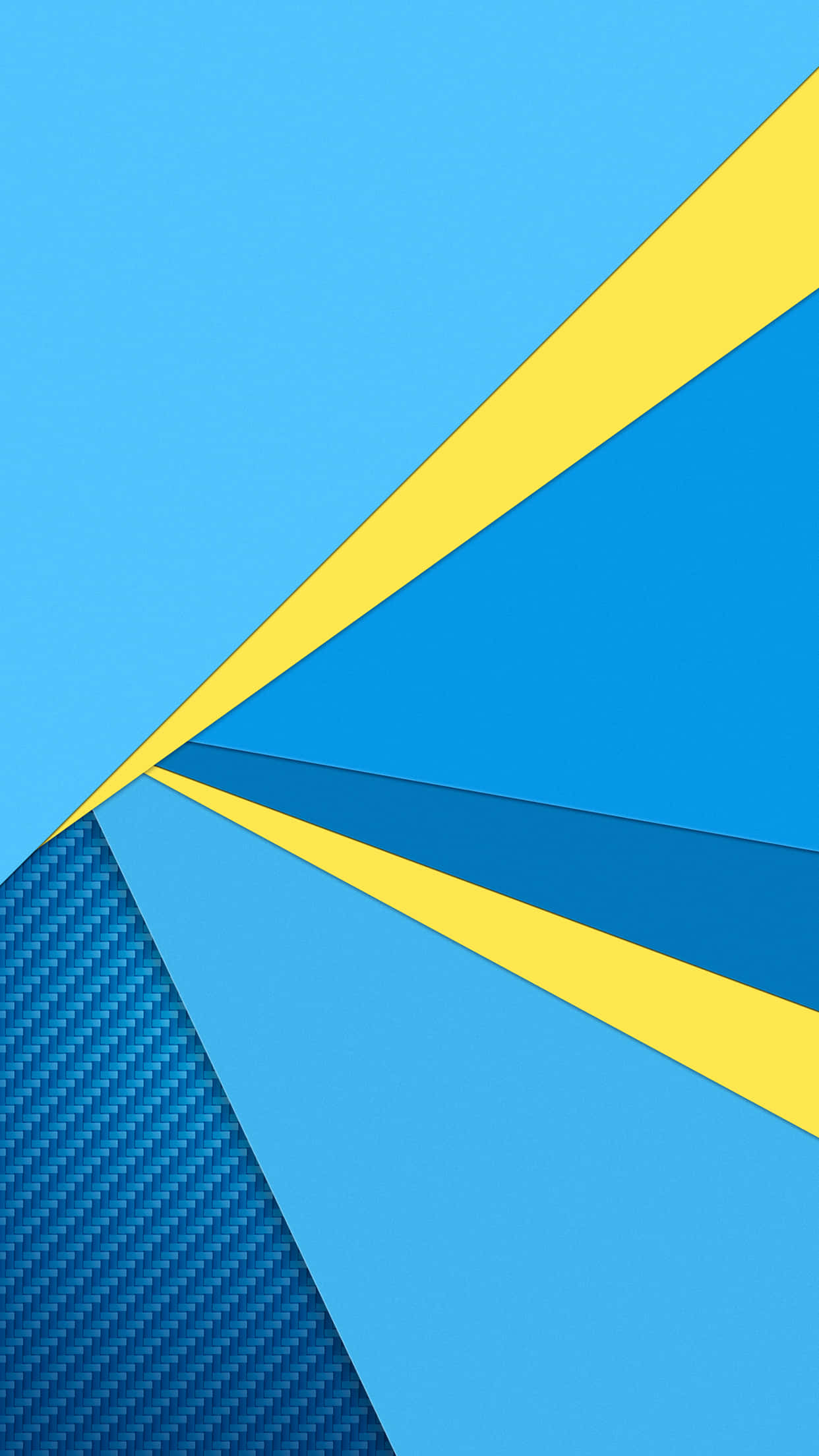 blue geometric, bold blue, yellow triangular shapes, Full HD Phone Wallpaper
