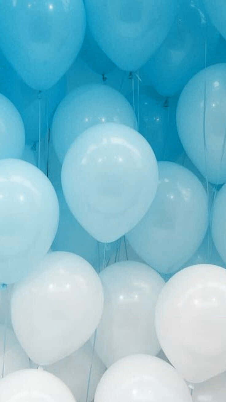light blue, white, balloons, HD Phone Wallpaper
