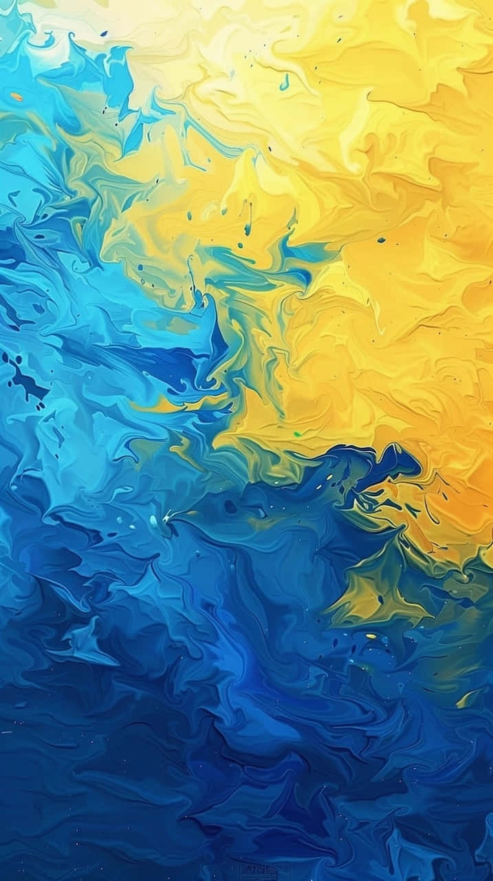 blue, yellow, abstract art, HD Phone Wallpaper