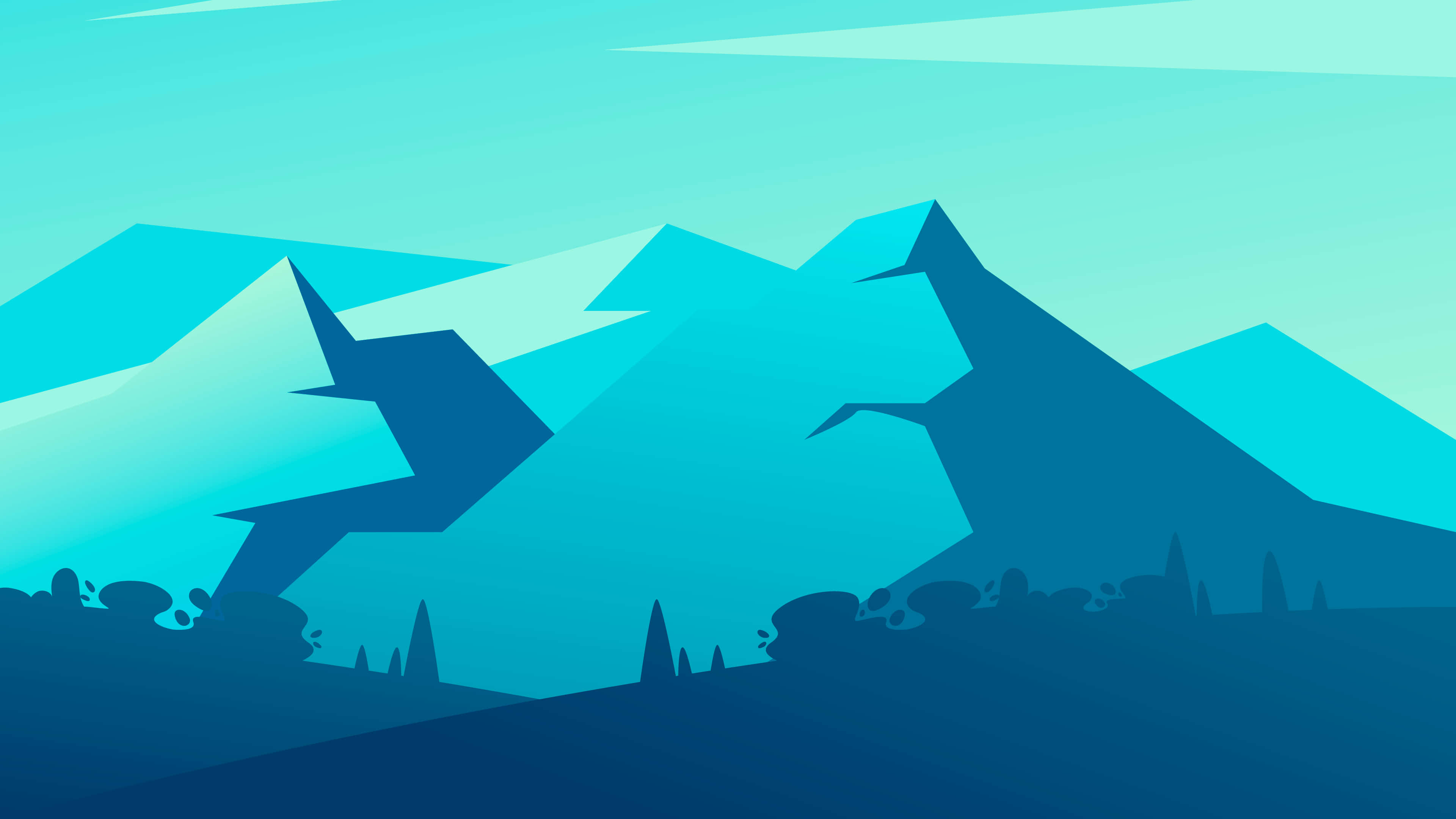 minimalist blue, cool blue tones, geometric peaks, 4K Desktop Wallpaper