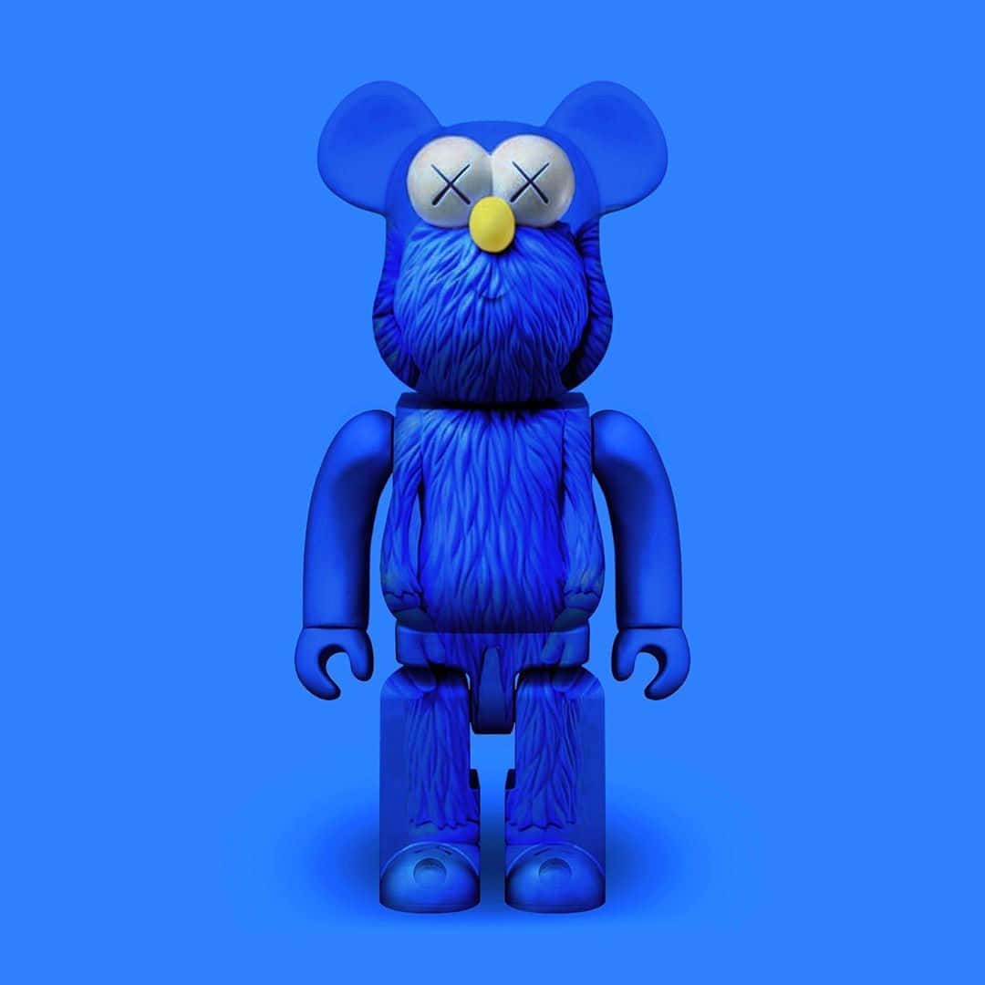 Blue K A W S, blue furry bear figure, 3D eyes, SD Desktop Wallpaper