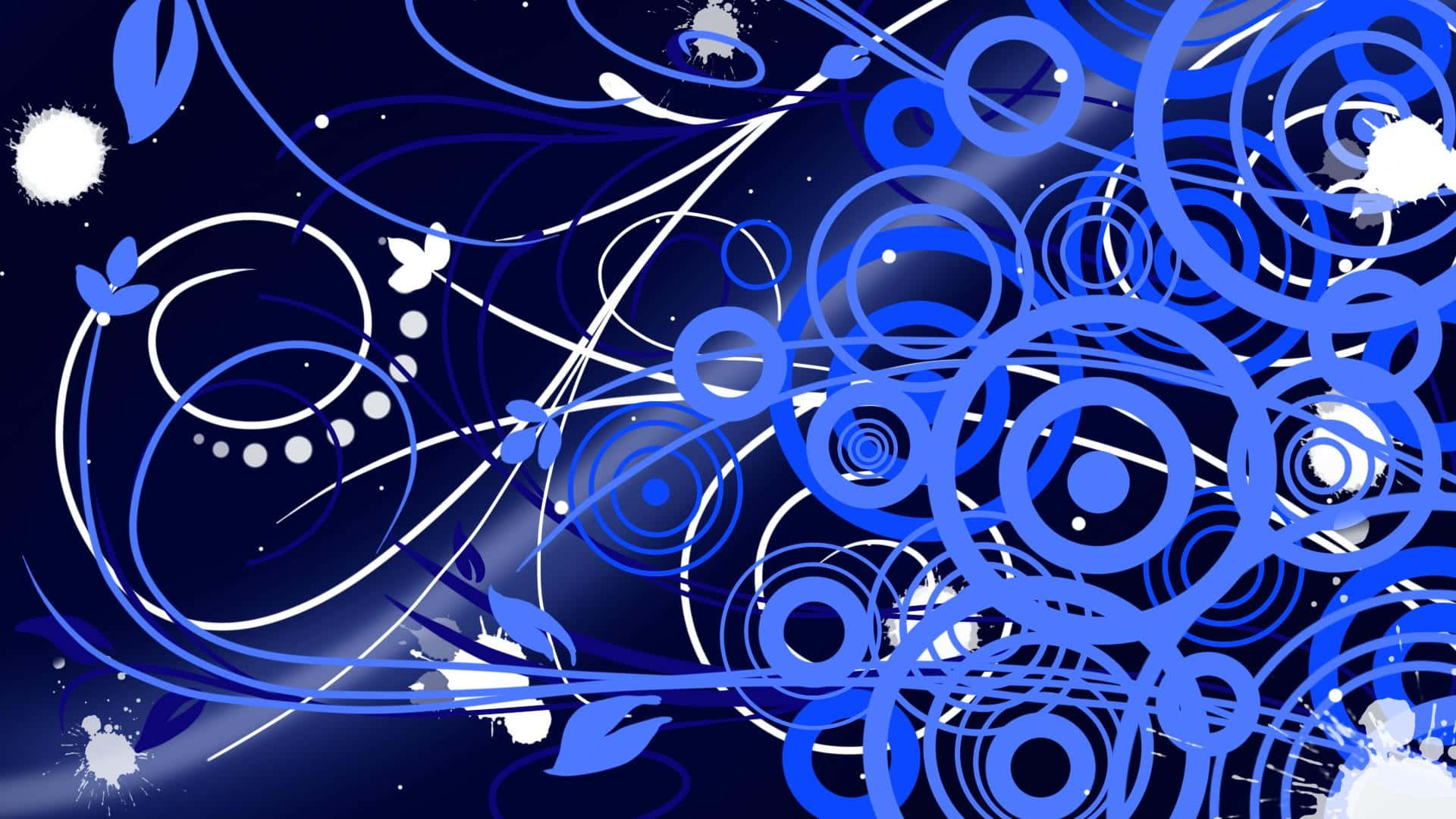abstract blue swirls, floral design, deep navy background, Full HD Desktop Wallpaper