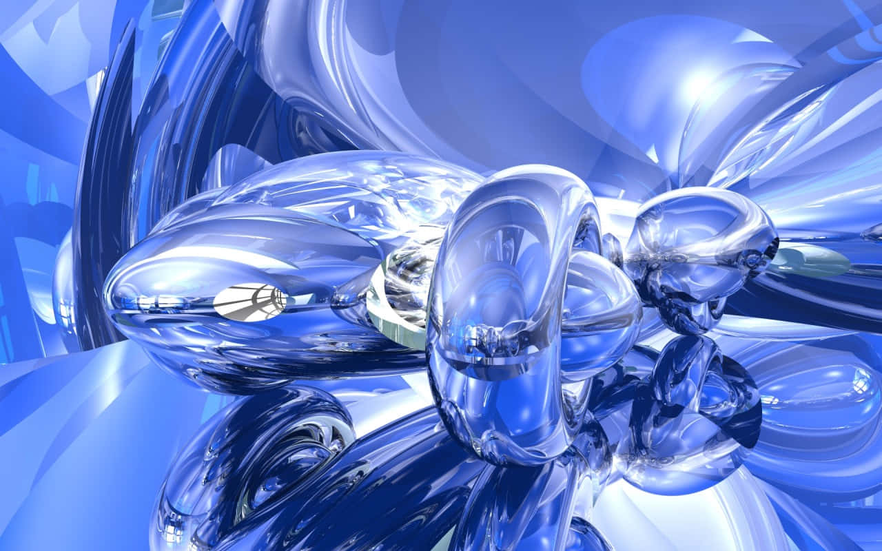 abstract blue3 d artwork, futuristic blue glass sculptures, reflective surfaces, HD Desktop Wallpaper