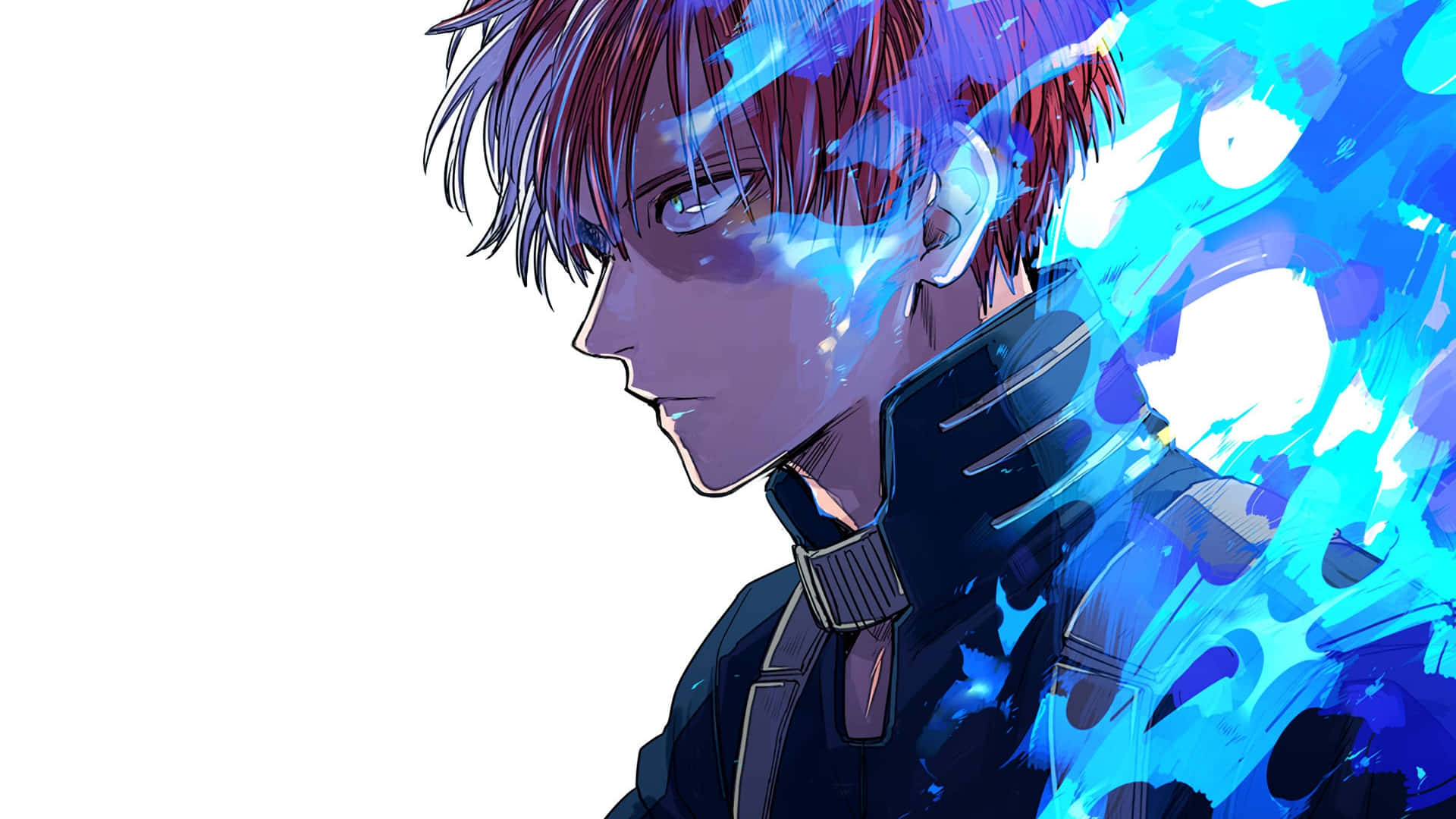 Blue Aura, anime male character, red hair, Full HD Desktop Wallpaper