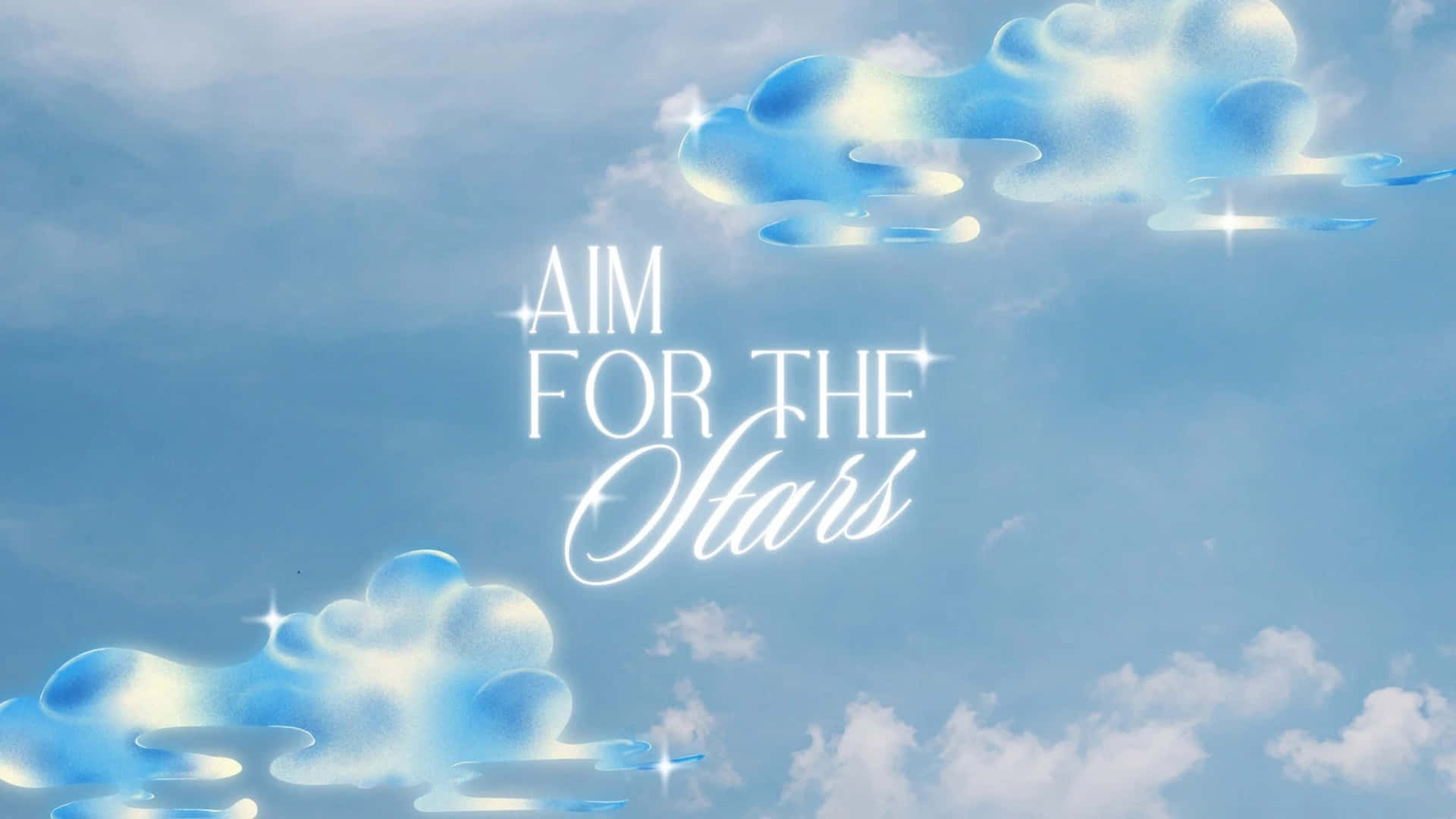 Aim for the stars, white, soft blue sky, Full HD Desktop Wallpaper