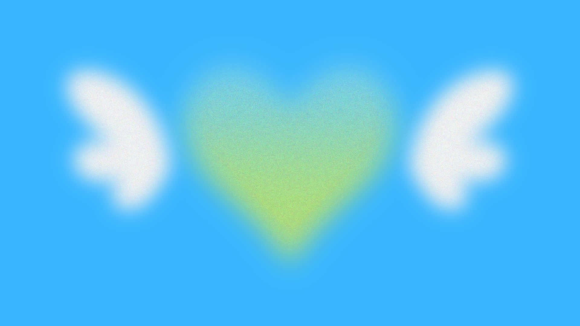 Blue Aura, heart, white wings, Full HD Desktop Wallpaper
