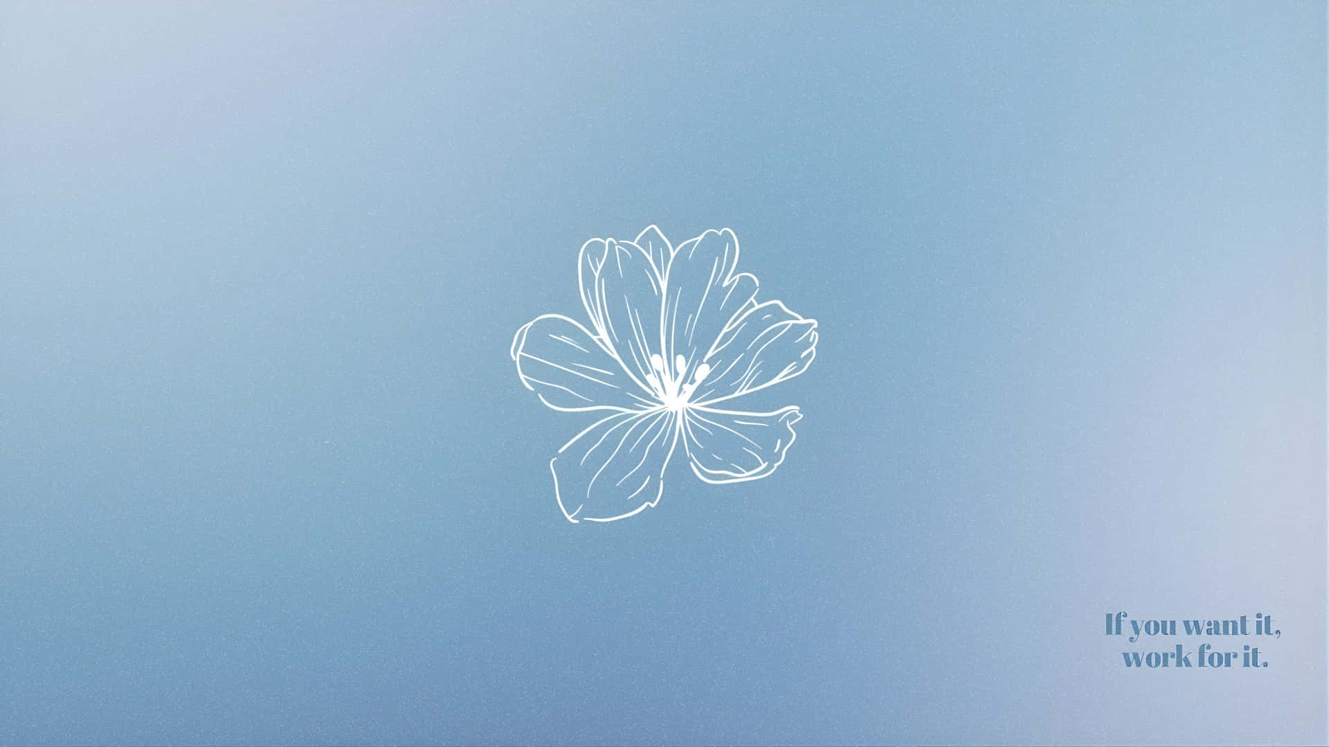Blue Aura, minimalist white line drawing, five-petaled flower, Full HD Desktop Wallpaper
