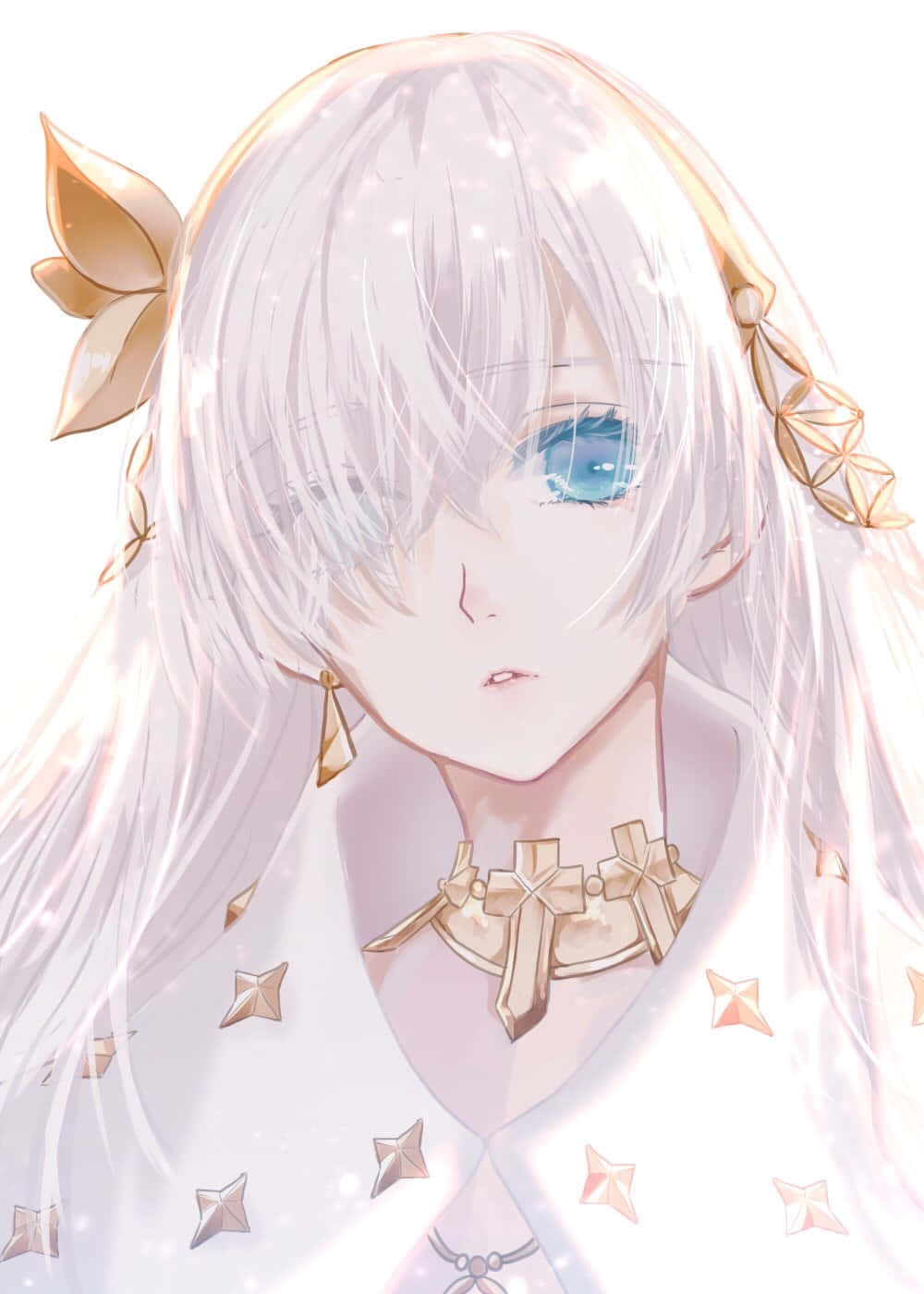 anime girl, silver hair, blue eyes, HD Phone Wallpaper