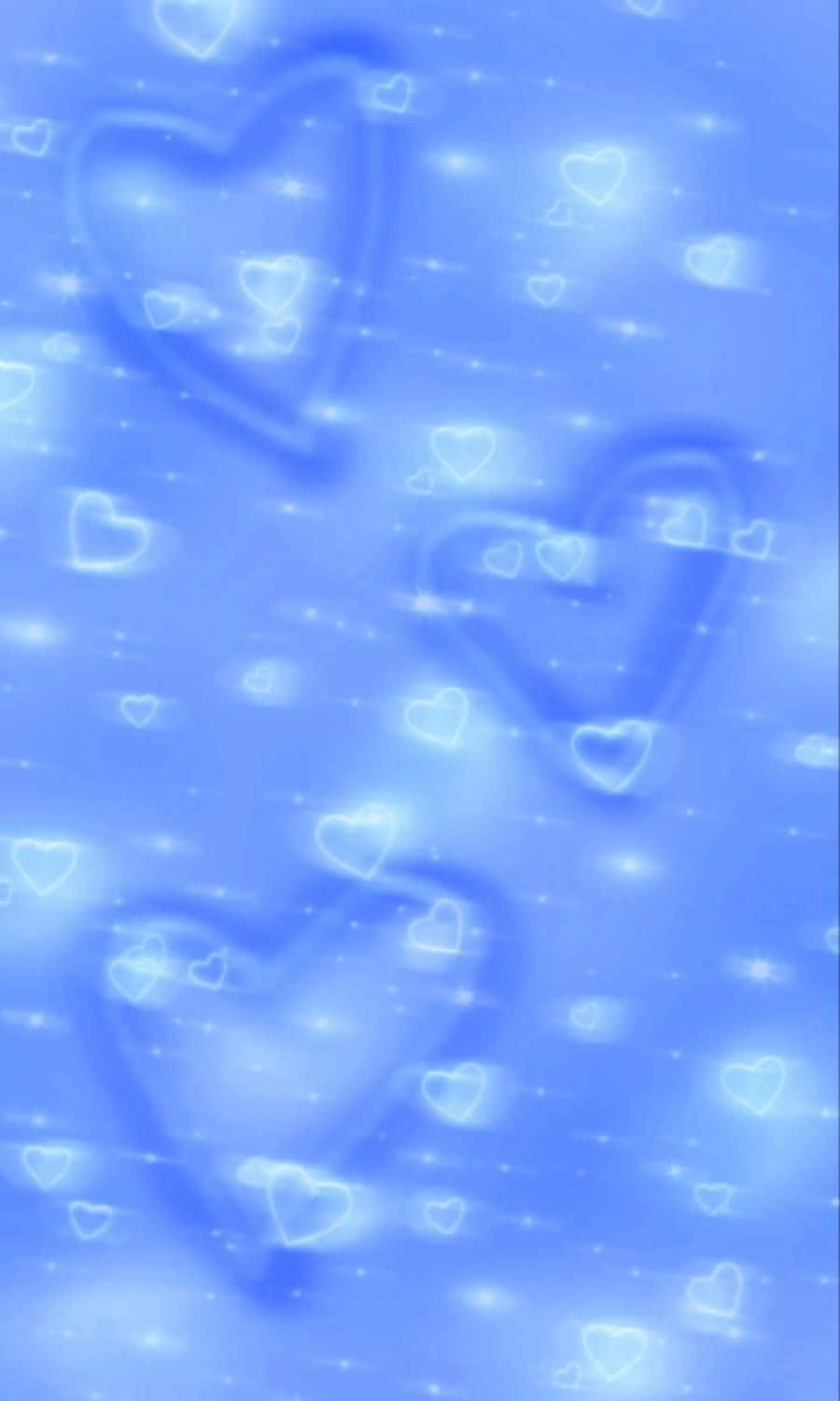 blue hearts, glowing white hearts, sparkling stars, HD Phone Wallpaper