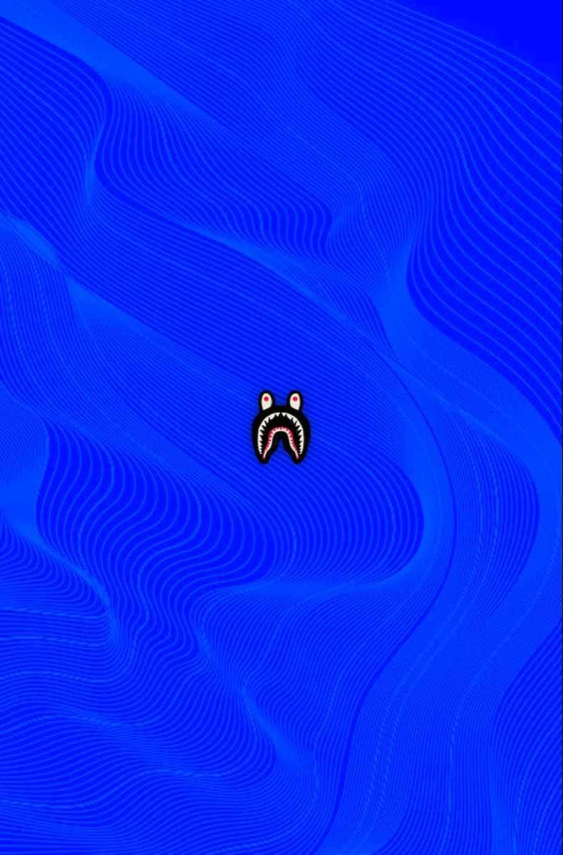 blue bape camo, blue background, black face, SD Phone Wallpaper