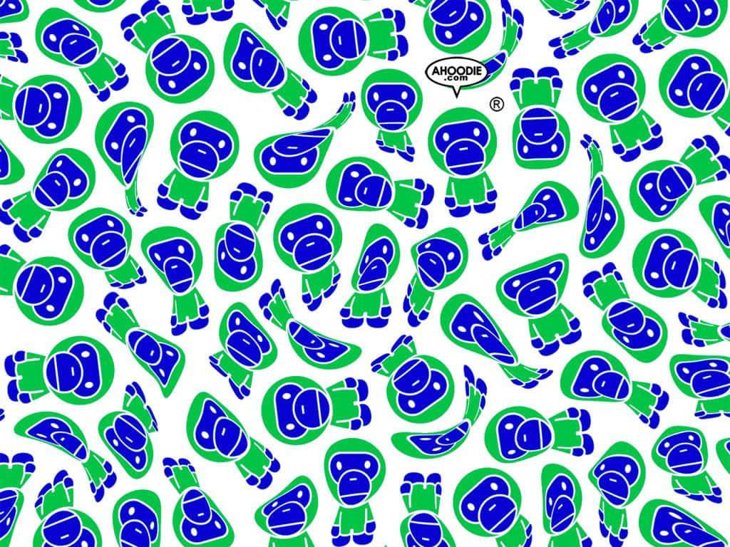Blue Bape Camo, blue, green, SD Desktop Wallpaper