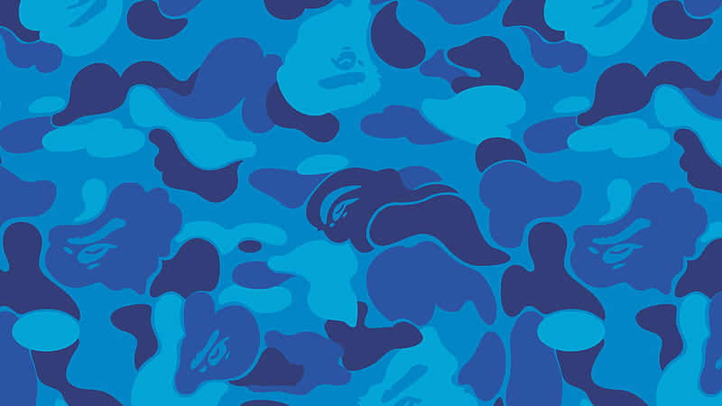 Blue Bape Camo, vibrant blue, camouflage pattern, SD Desktop Wallpaper