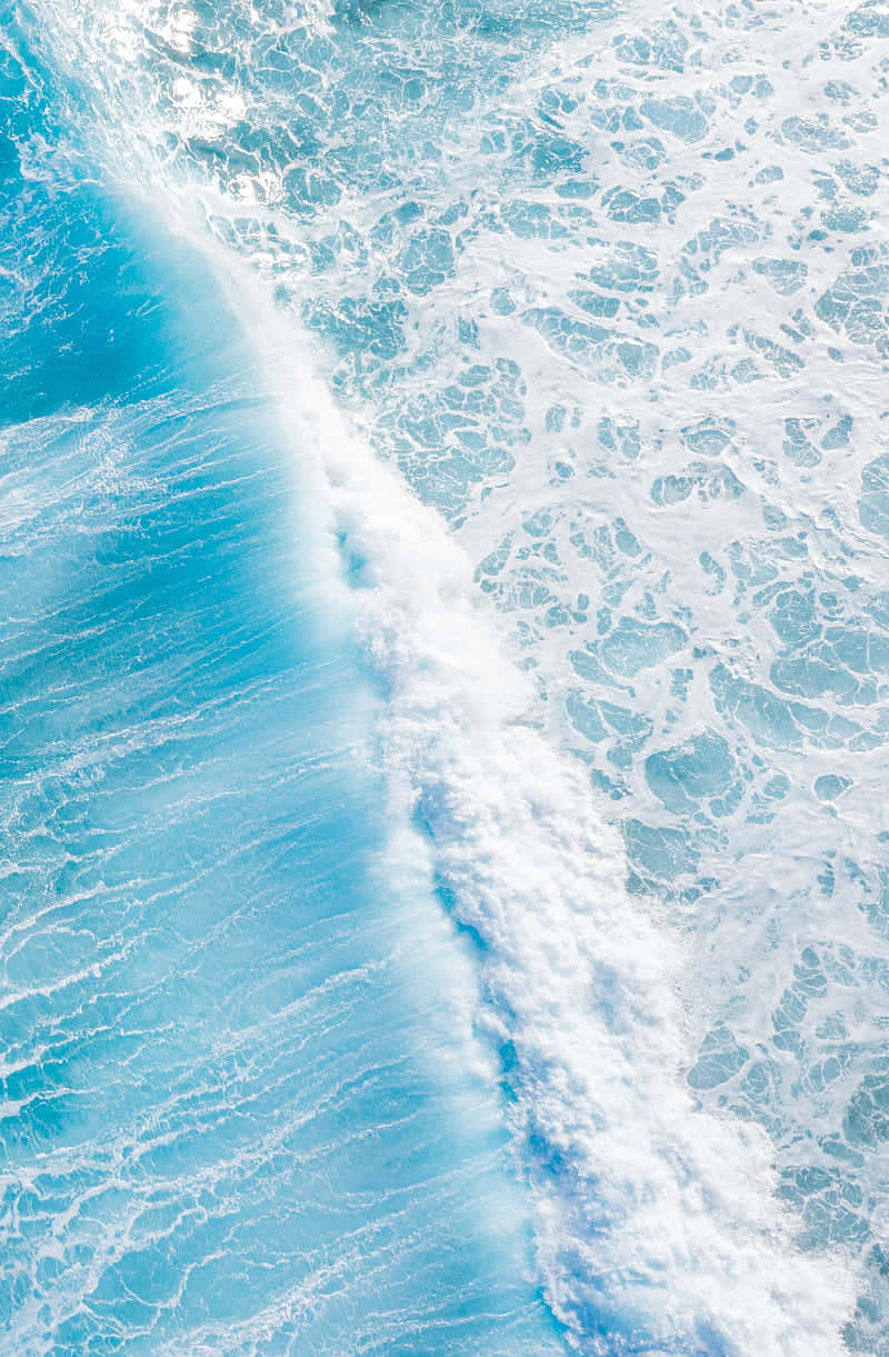 turquoise ocean, frothy white foam, aerial view, SD Phone Wallpaper