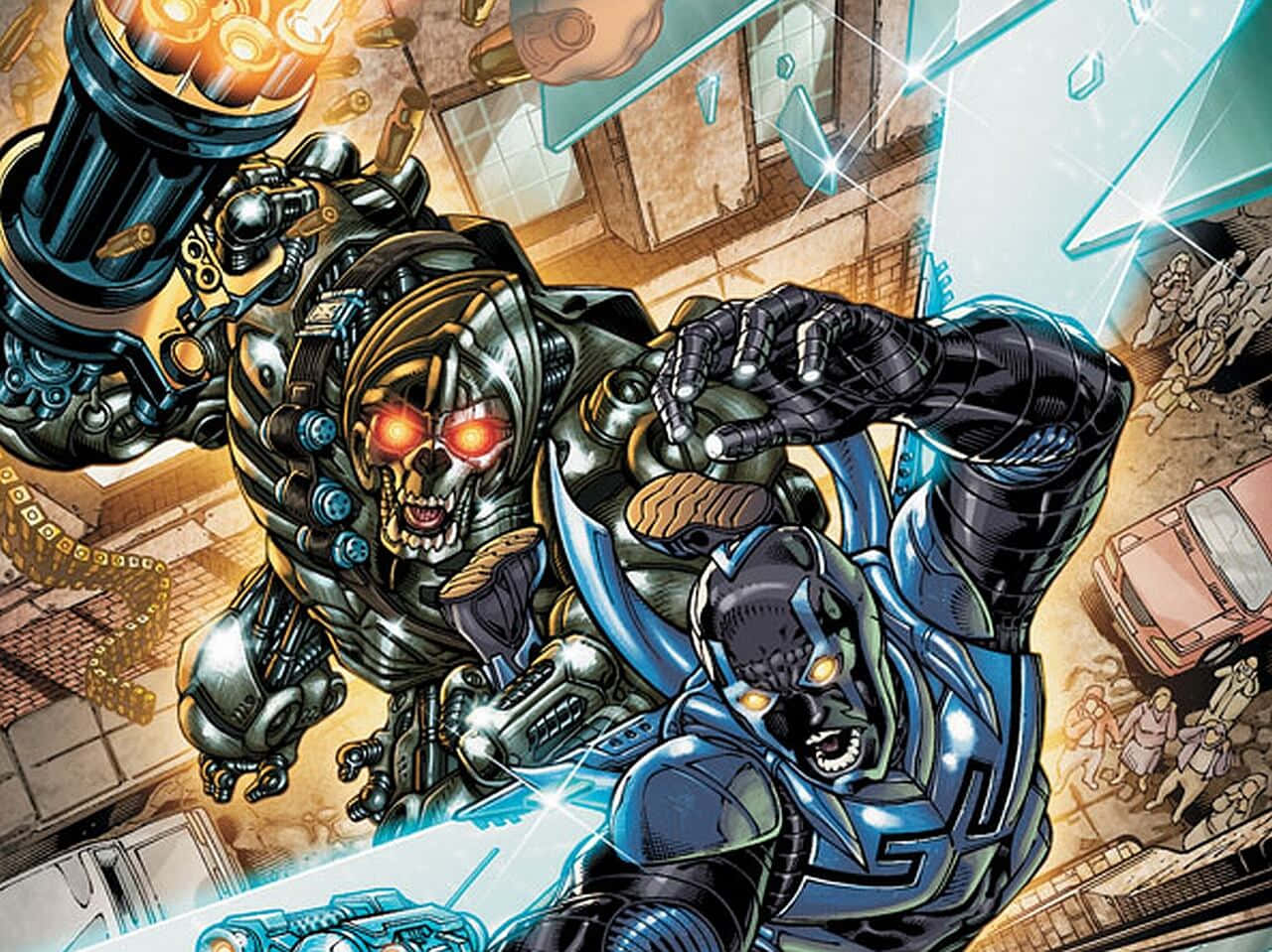 Blue Beetle, Robot Villain, armored robotic warriors, HD Desktop Wallpaper
