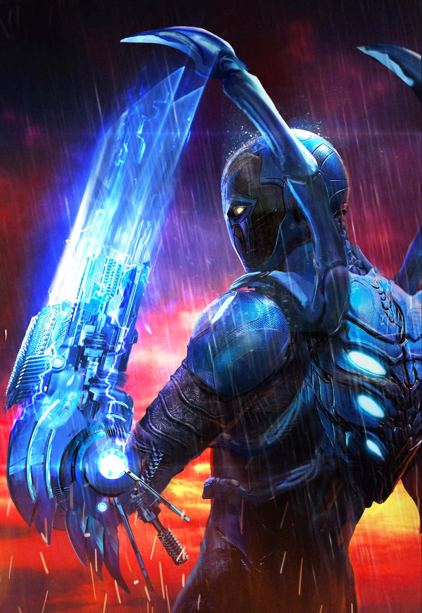 Blue Beetle, power arm blade, glowing energy sword, Full HD Phone Wallpaper