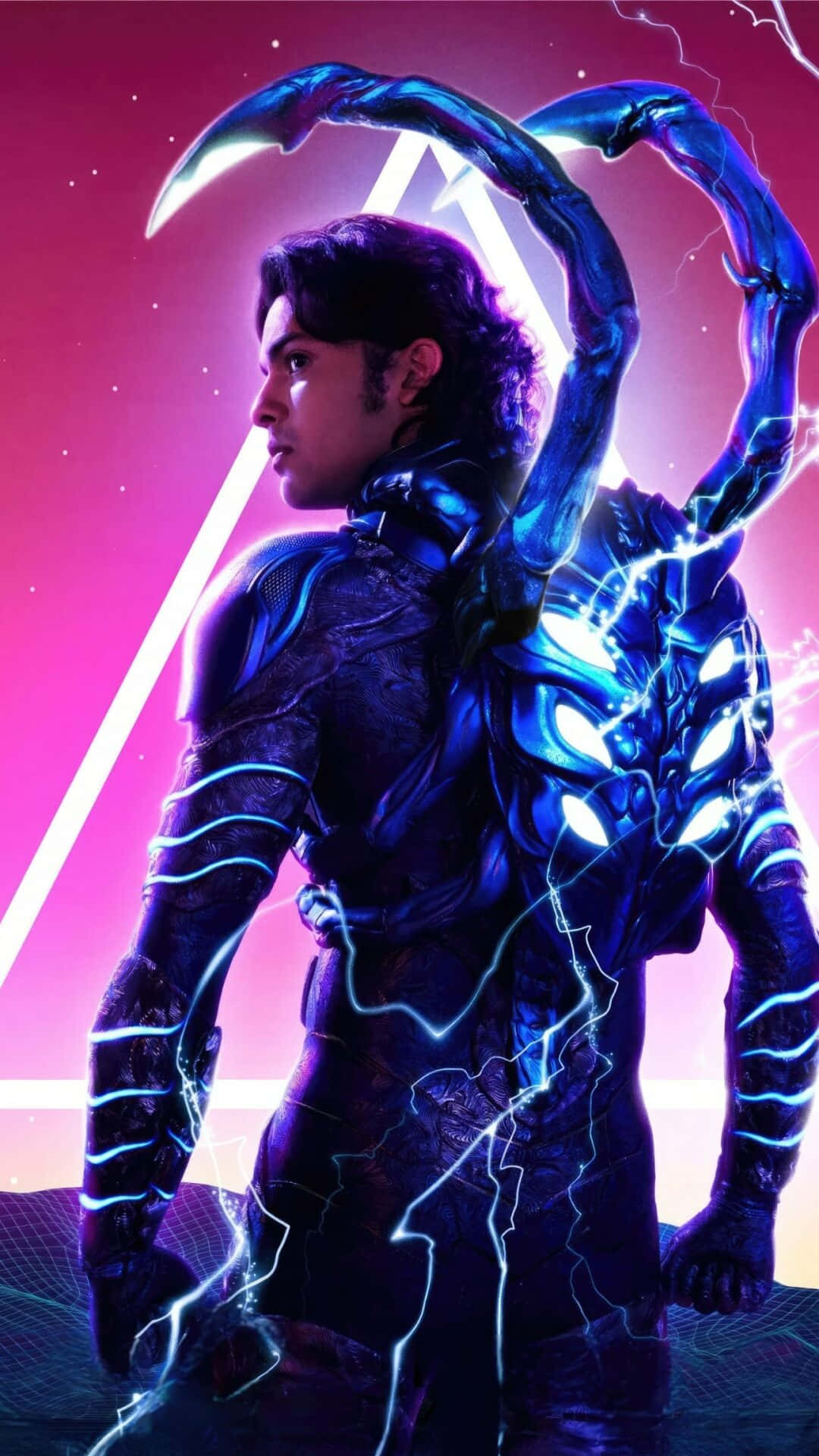 Blue Beetle, glowing blue armor, scorpion tail, Full HD Phone Wallpaper