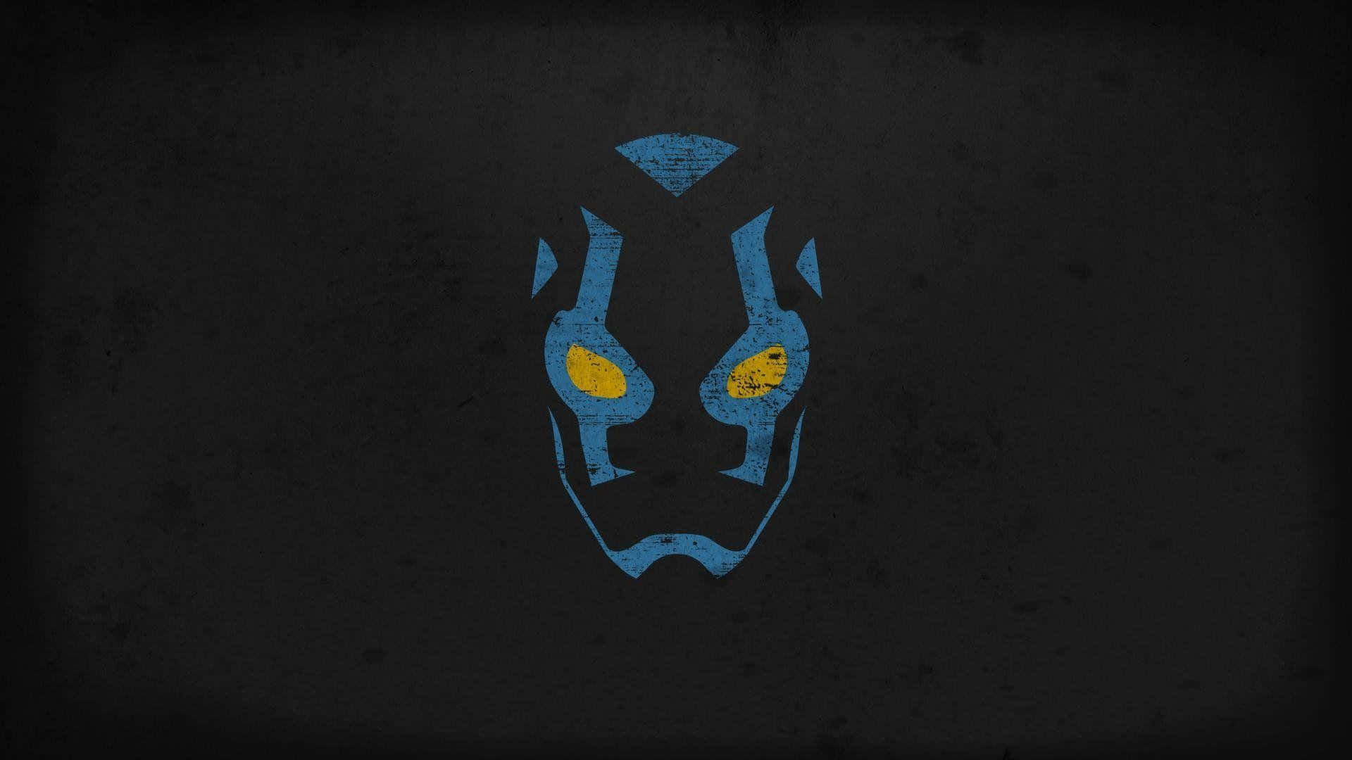 Blue Beetle, blue and yellow mask, glowing eyes, Full HD Desktop Wallpaper