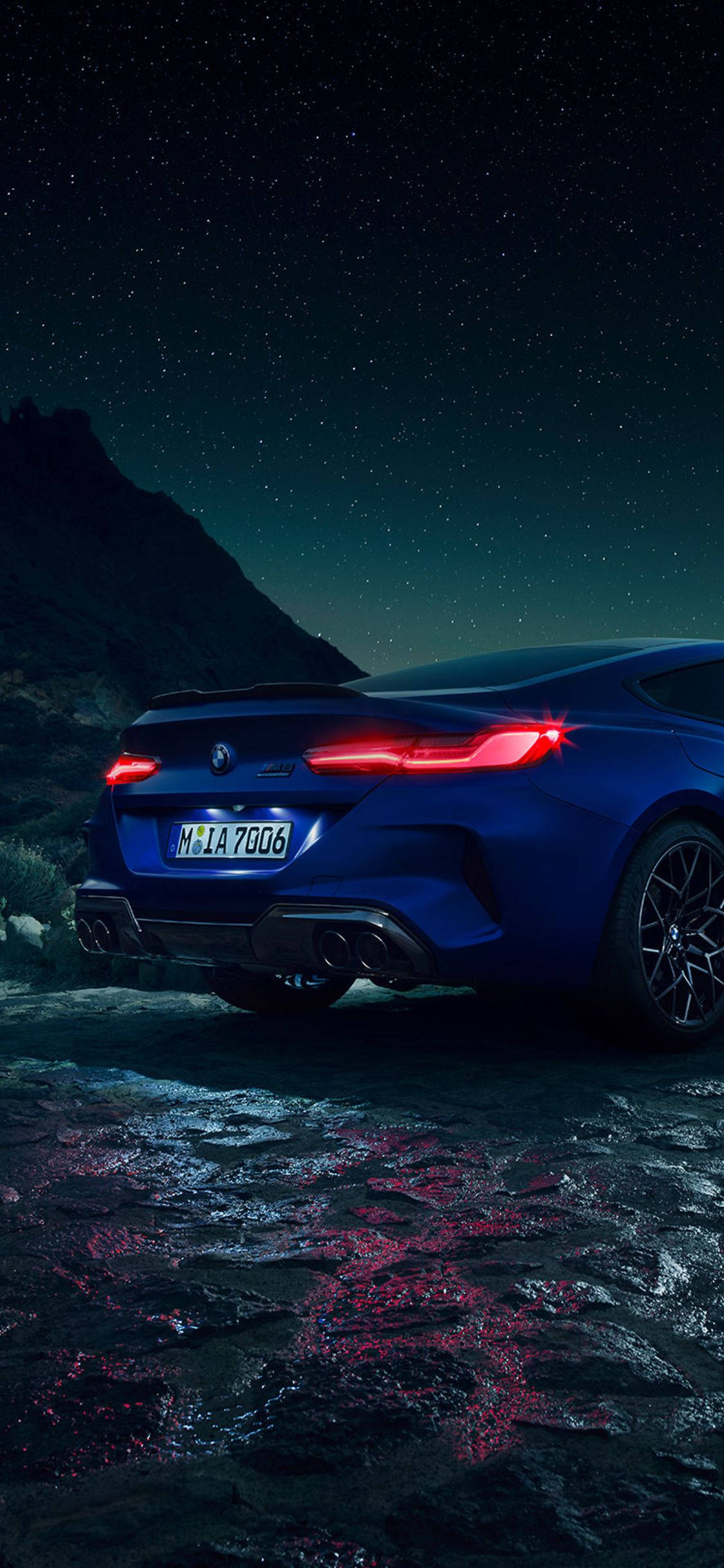 Blue Bmw, starry night, sleek blue sports car, Full HD Phone Wallpaper