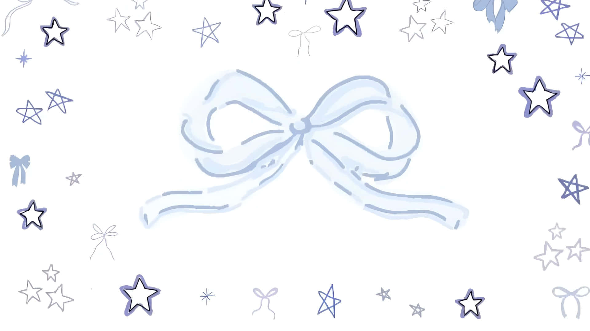 Blue Bow, starry frame, light blue bow, Full HD Desktop Wallpaper