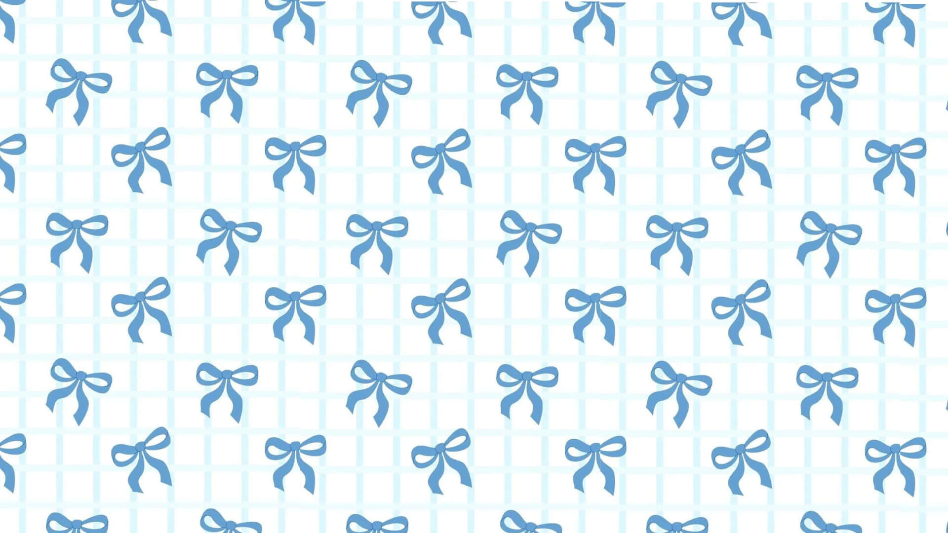 Blue Bow, blue ribbon bow pattern, light blue grid background, Full HD Desktop Wallpaper
