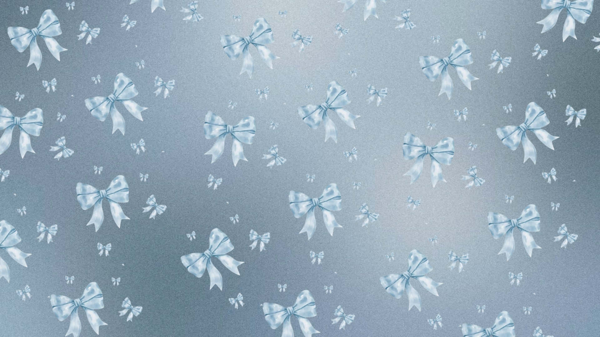 Blue Bow, soft gradient blue background, scattered white satin bows, Full HD Desktop Wallpaper