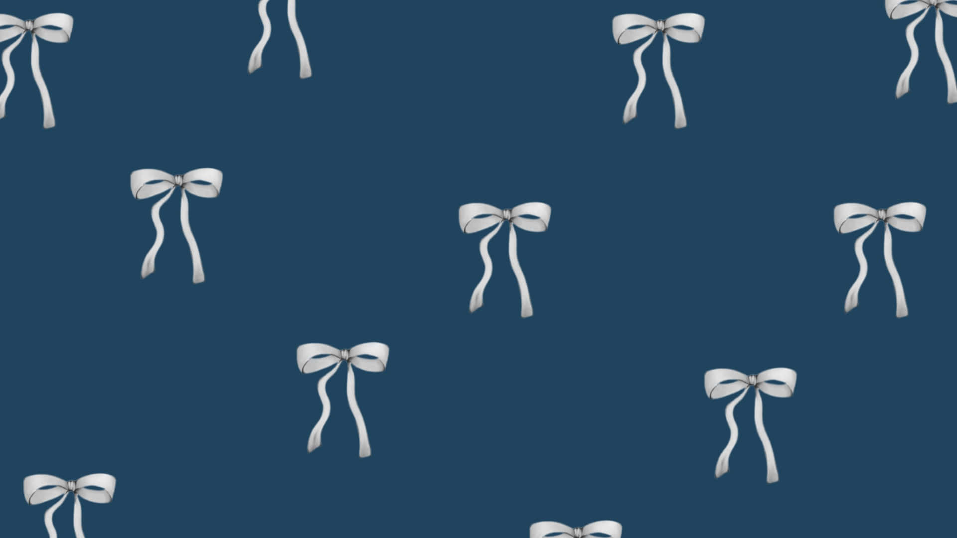 Blue Bow, white satin bows, pearl centers, Full HD Desktop Wallpaper