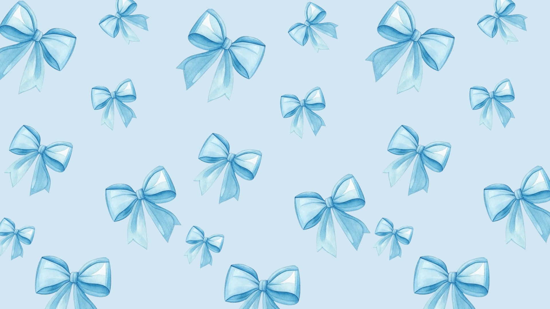 Blue Bow, soft light blue background, translucent blue ribbon bows, Full HD Desktop Wallpaper