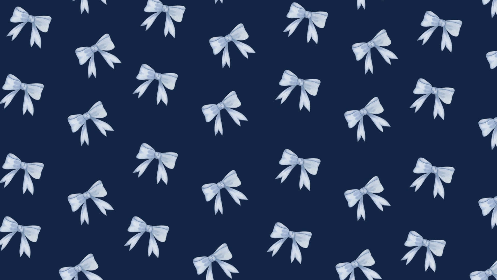 Blue Bow, white satin bows, deep navy blue background, Full HD Desktop Wallpaper