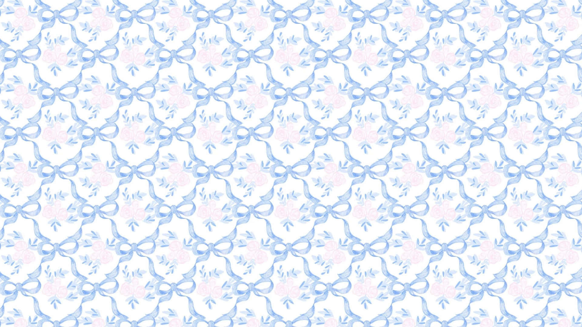 Blue Bow, light blue bows, soft pink floral accents, Full HD Desktop Wallpaper