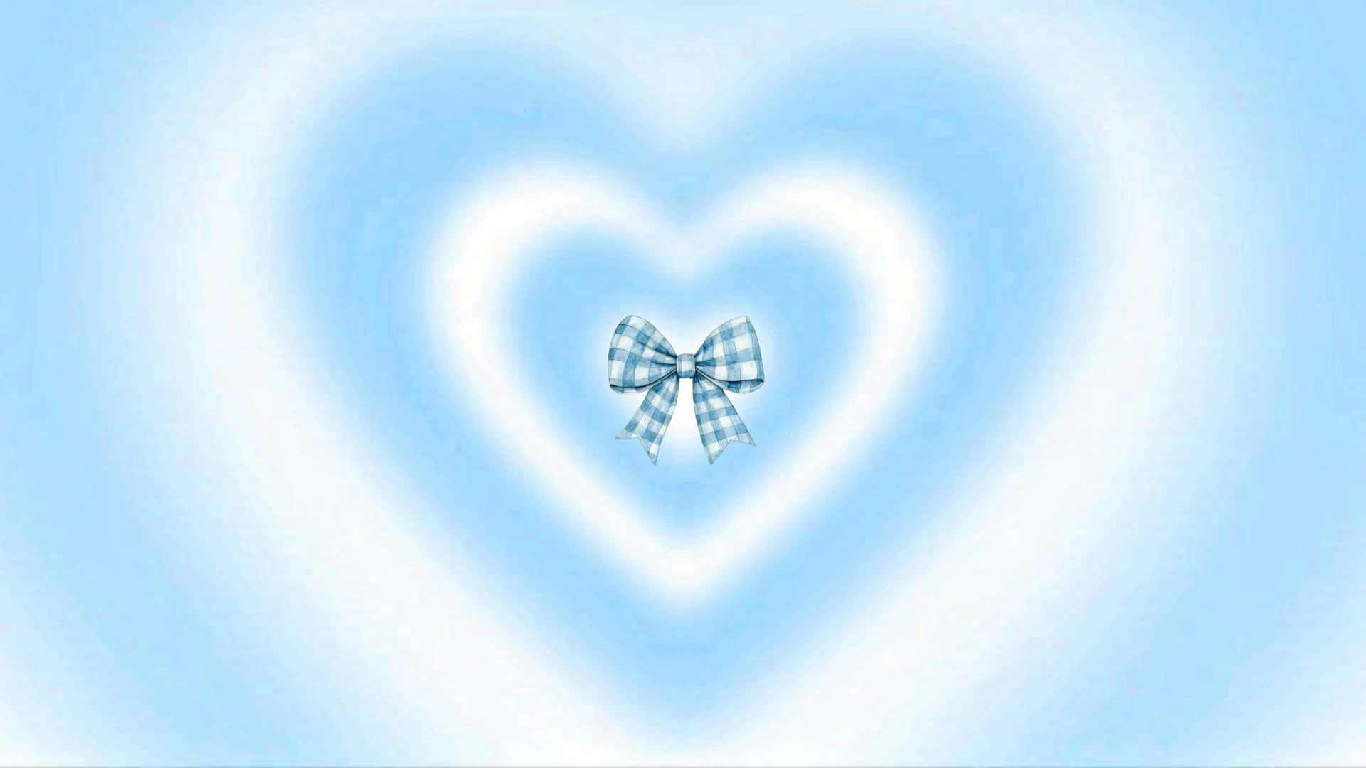 Blue Bow, heart shapes, blue and white checkered bow, Full HD Desktop Wallpaper