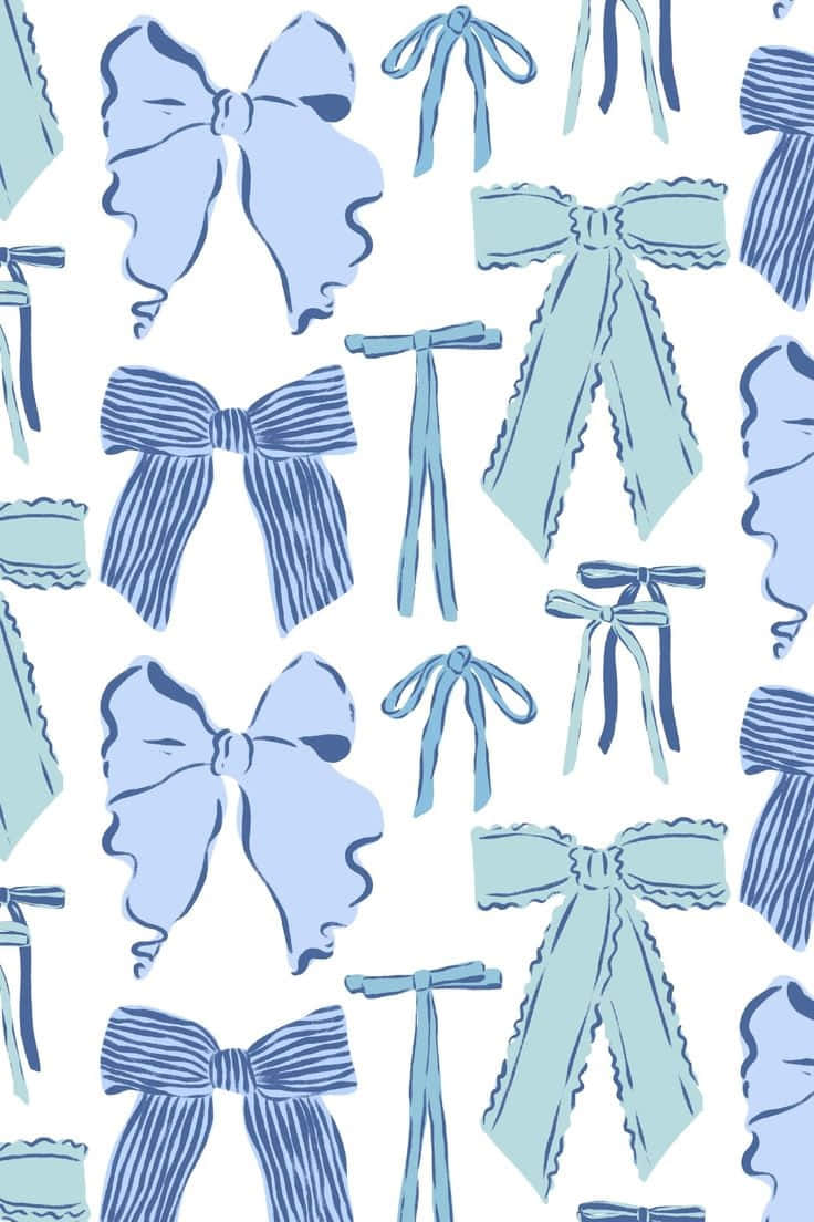 Blue Bow, soft blue, mint green, SD Phone Wallpaper