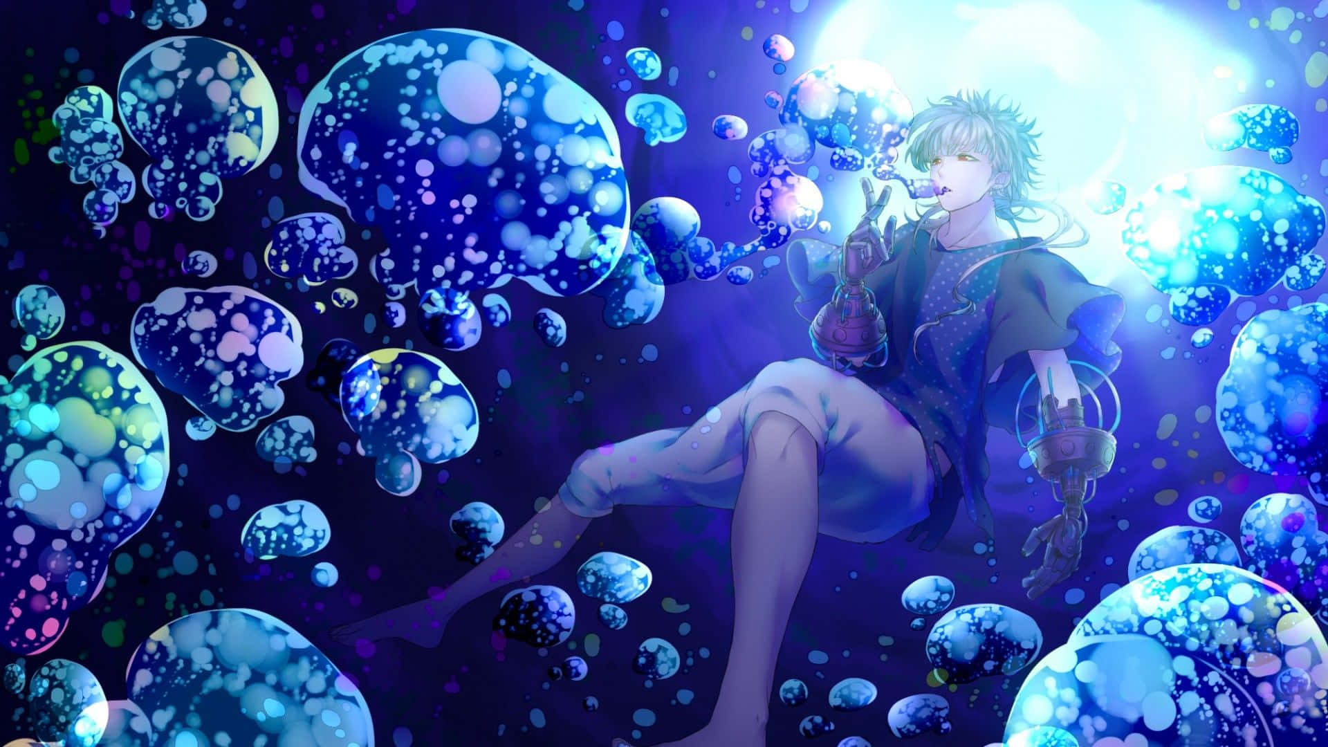Blue Boy, anime, glowing, Full HD Desktop Wallpaper
